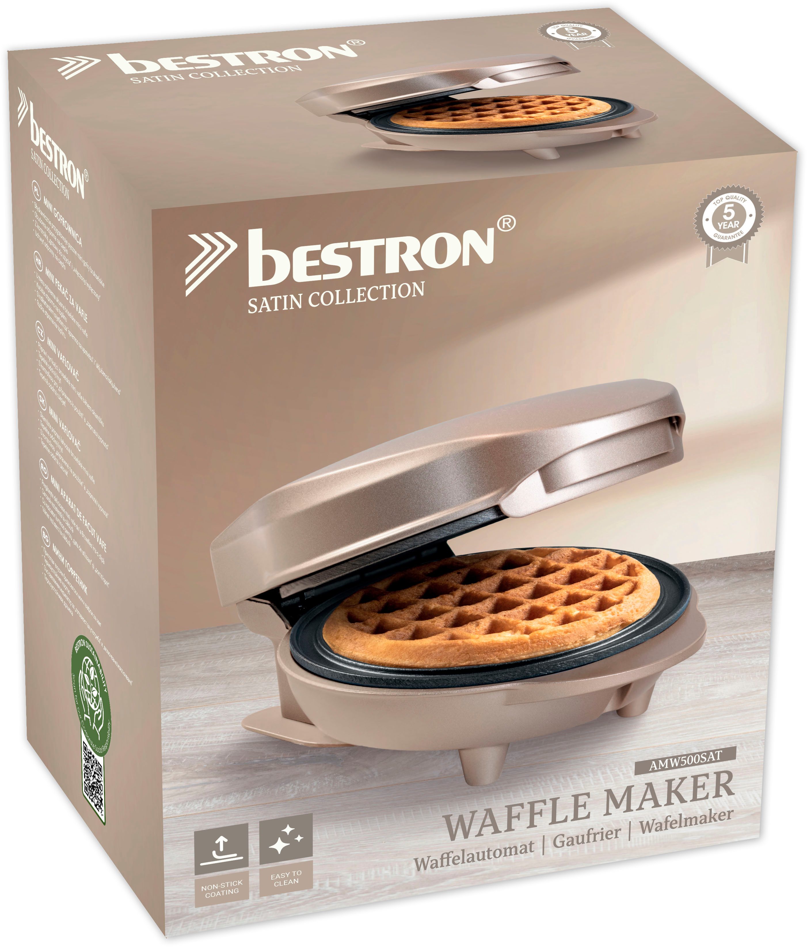 bestron Wafelijzer AMW500 Mini voor klassieke wafels, kleine wafelmaker met antiaanbaklaag