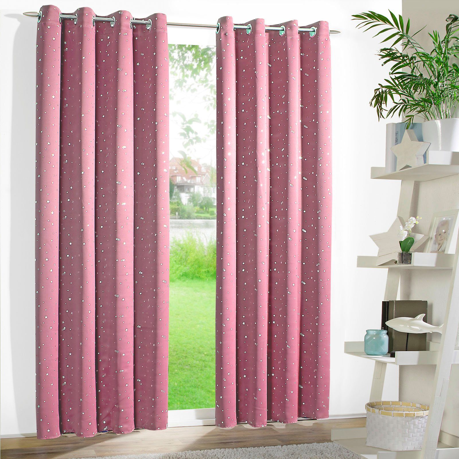 Weckbrodt Gordijn Sarin (1 stuk) kant & klaar gordijnen maat 135 cm x 225 cm roze
