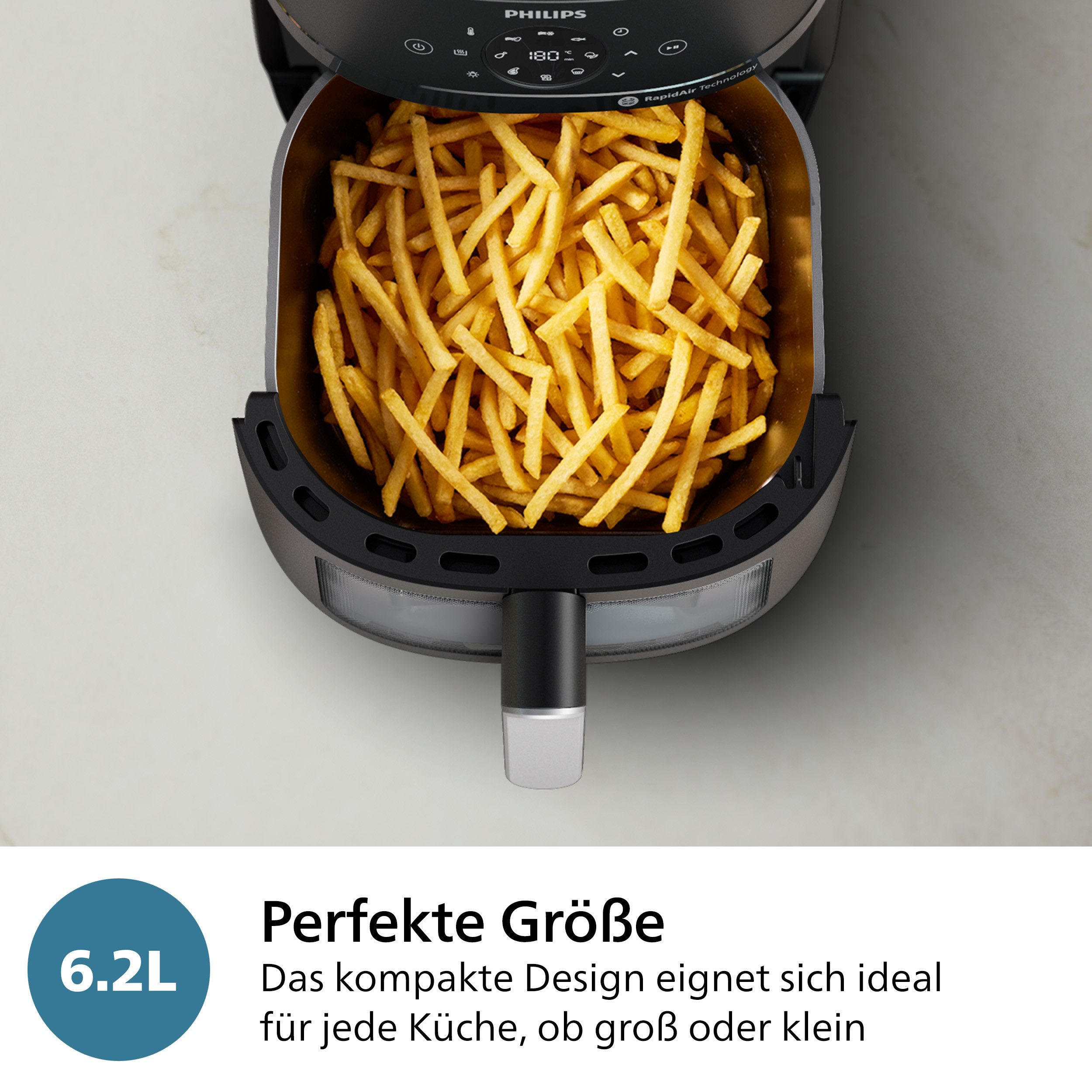 Philips Airfryer 2000 NA231/00, mit 6.2L, Sichtfenster