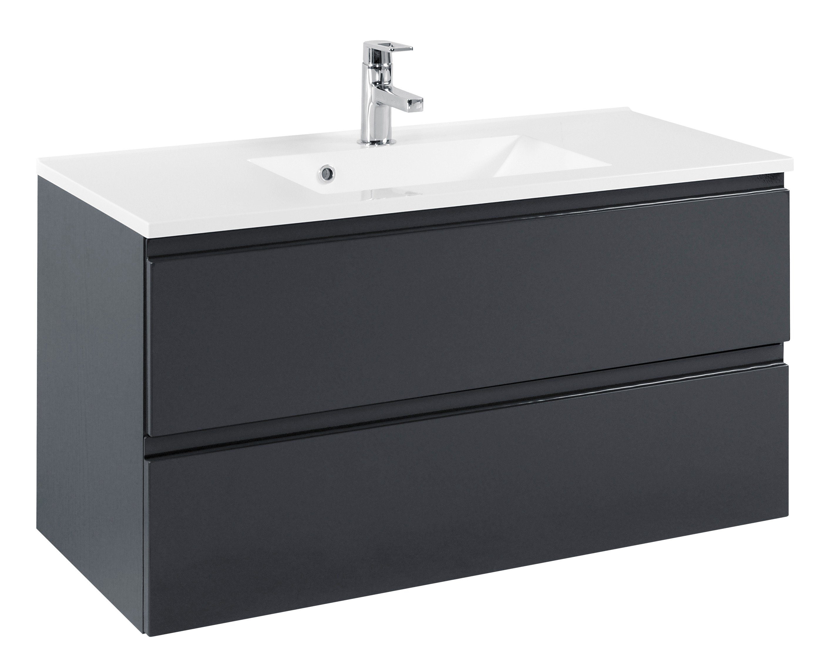welltime Wastafelonderkast Cardiff Breedte 100 cm wastafelmeubels zwart