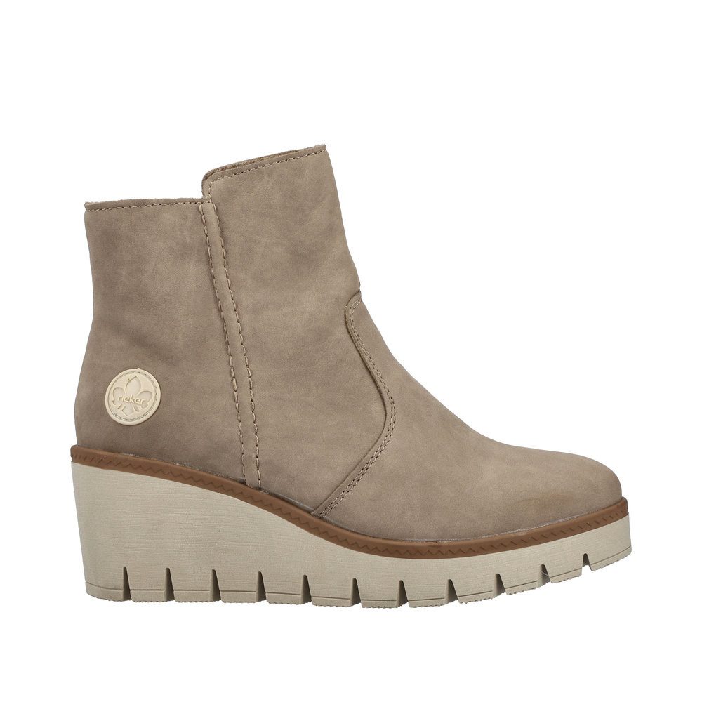 Rieker Laarsjes met sleehak , wedge boots, plateau enkellaars met binnenrits, smalle vorm
