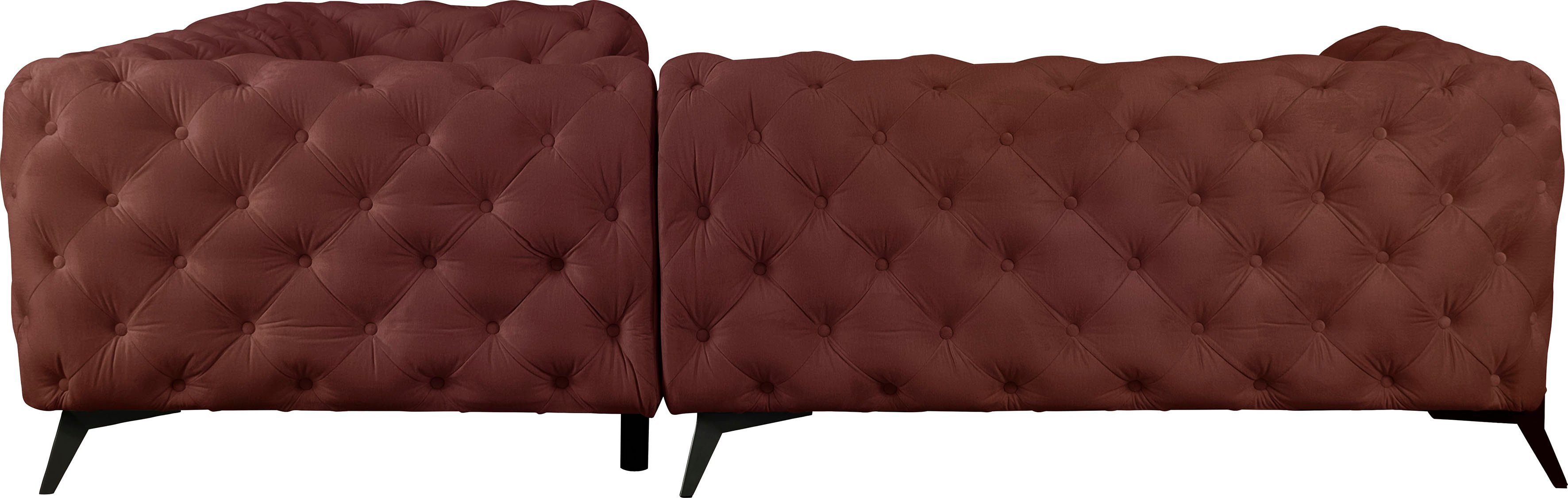 Leonique Chesterfield-bank Amaury L-vorm moderne chersterfield-look, breedte 262 cm, kleur van de poten ter keuze