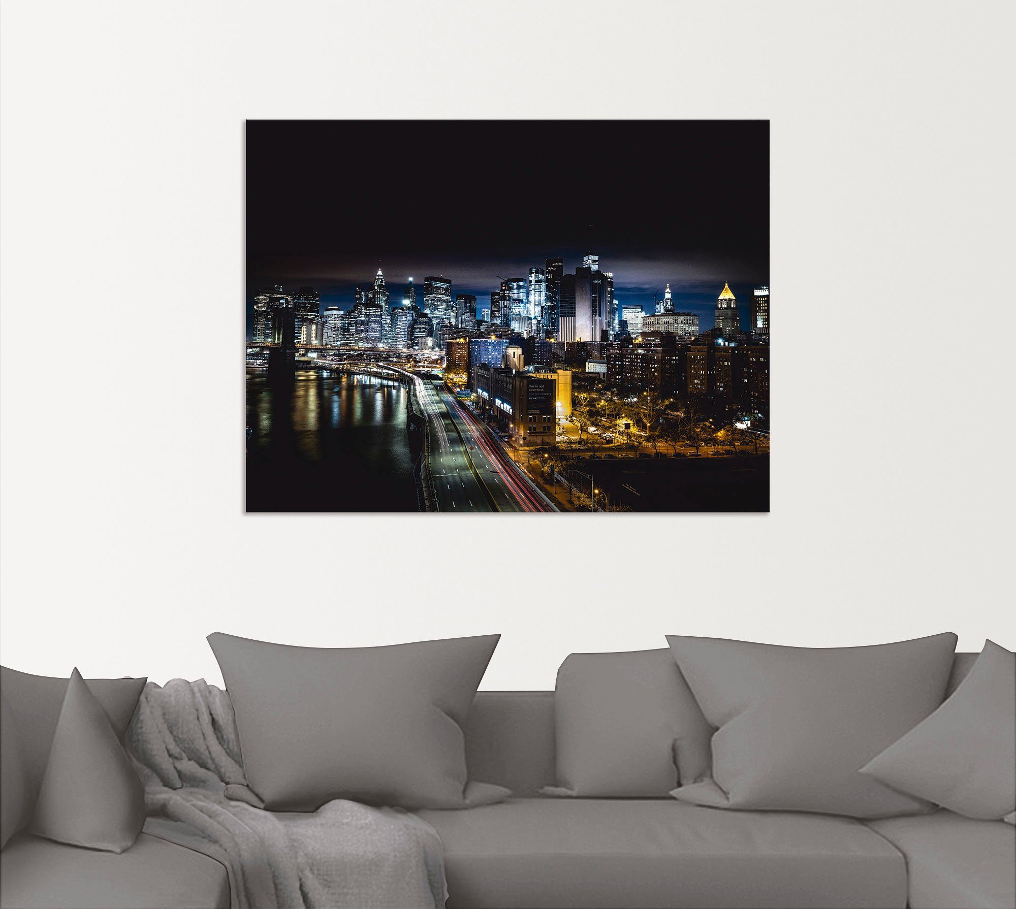 Artland Artprint Nacht in New York als artprint van aluminium, artprint op linnen, muursticker of poster in verschillende maten