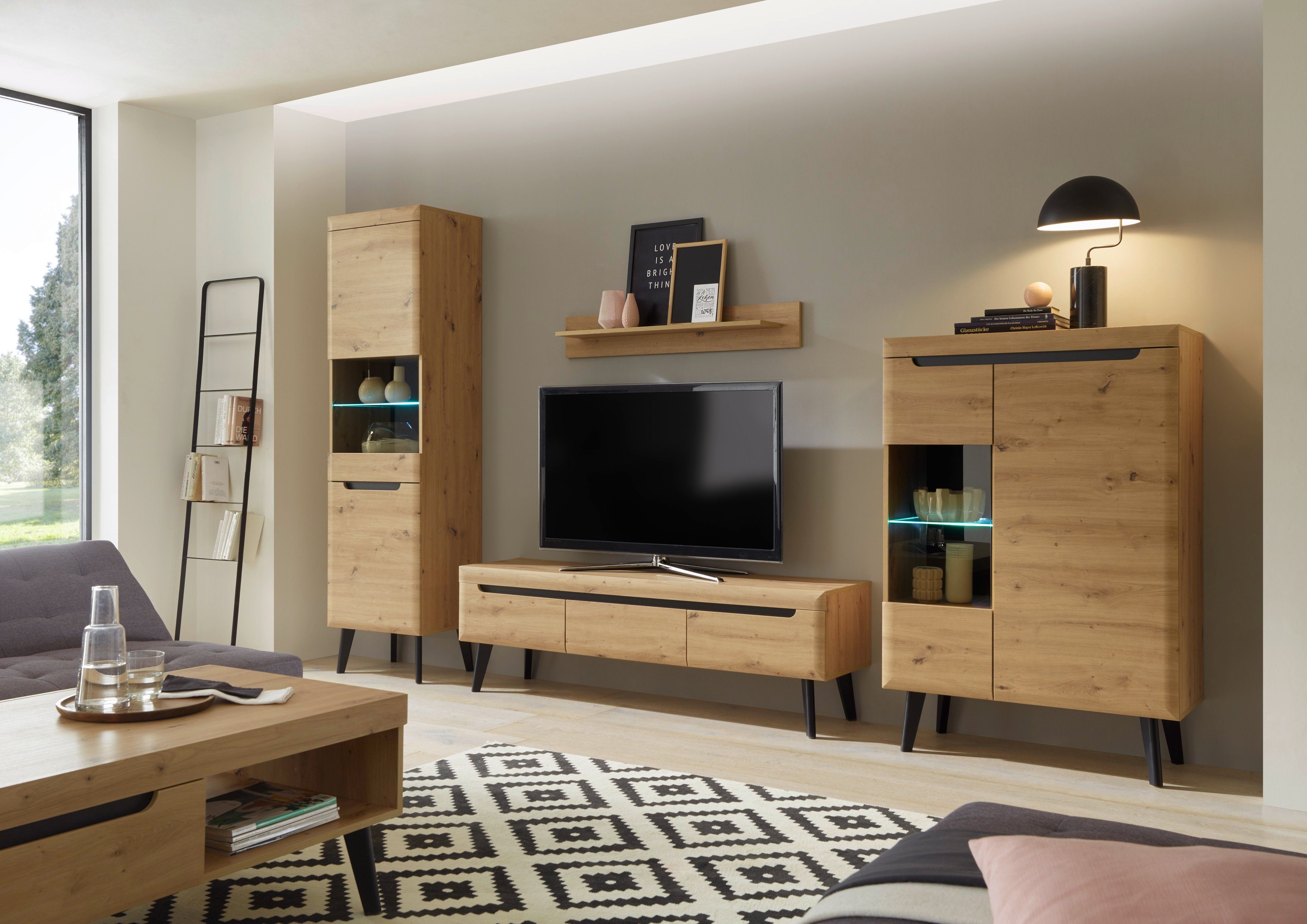 INOSIGN Vitrinekast Torge, hoge kast, glazen vitrine, staande vitrine, vitrinekast in drie verschillende kleuren beschikbaar, glazen deur & -bodem, 53 cm breed (1 stuk)