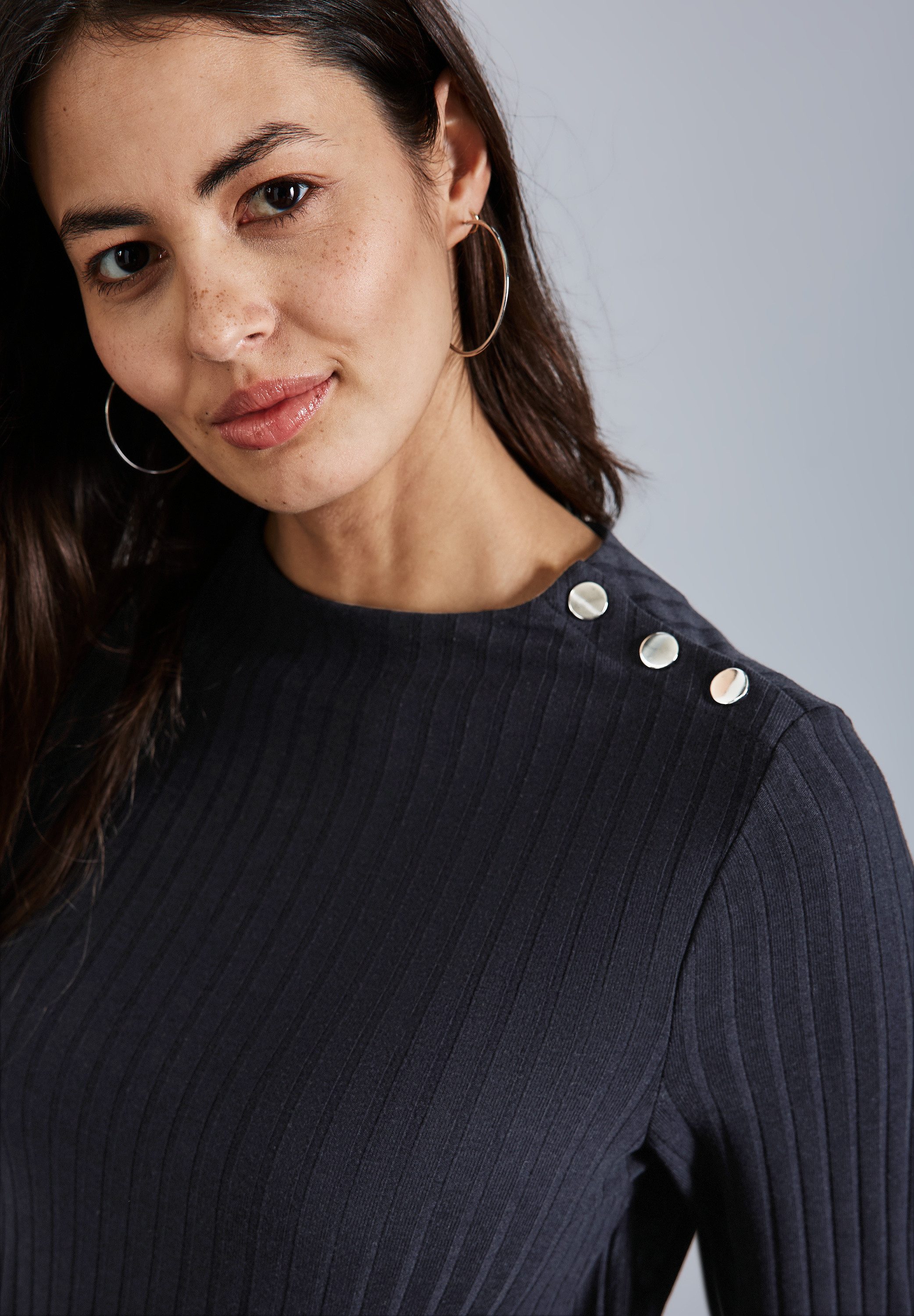 STREET ONE Shirt met 3/4 mouwen met knopen op de schouder
