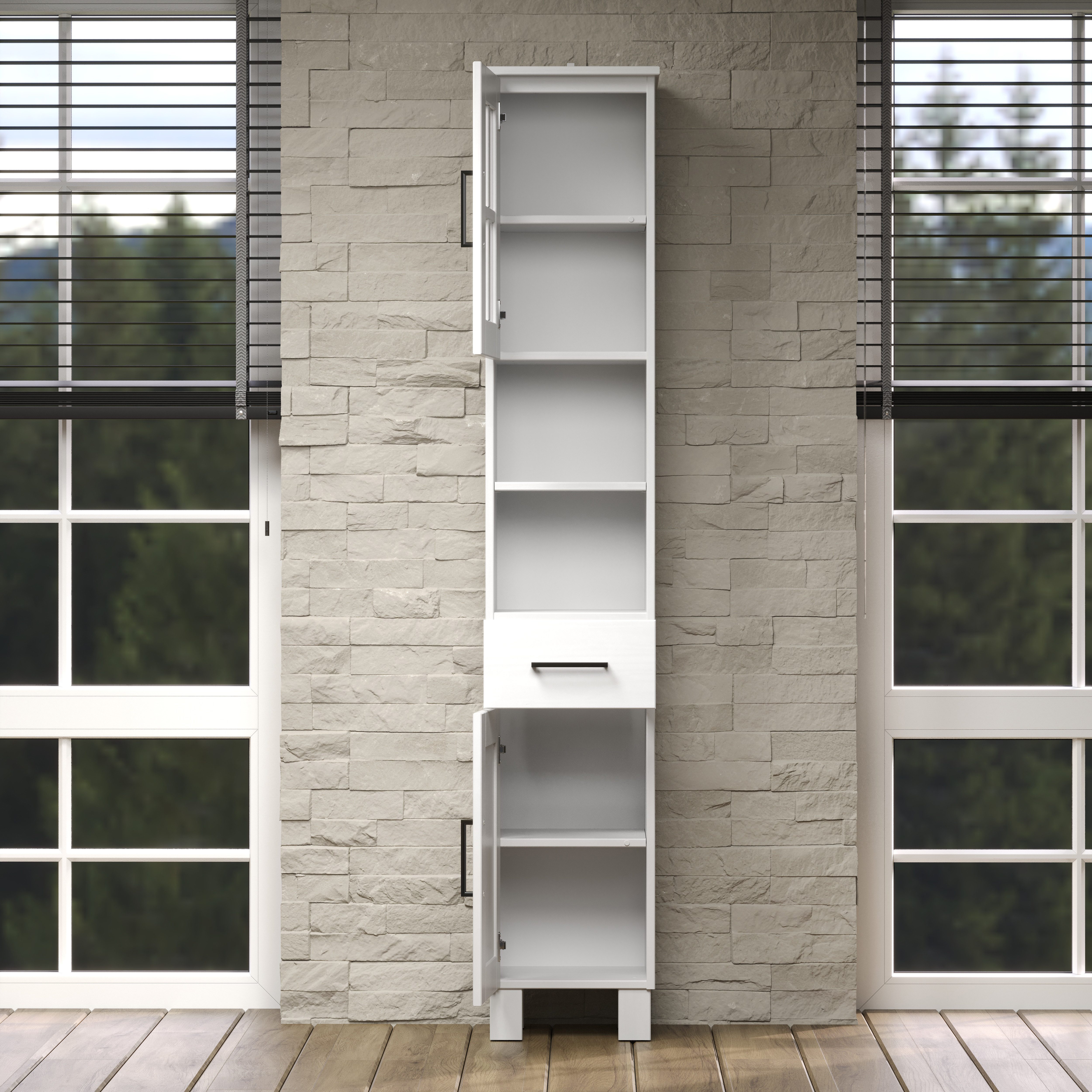 welltime Hoge kast Ulea Badkast van massief hout met lade - afmetingen (B/D/H) 33/30/180 cm (1 stuk)