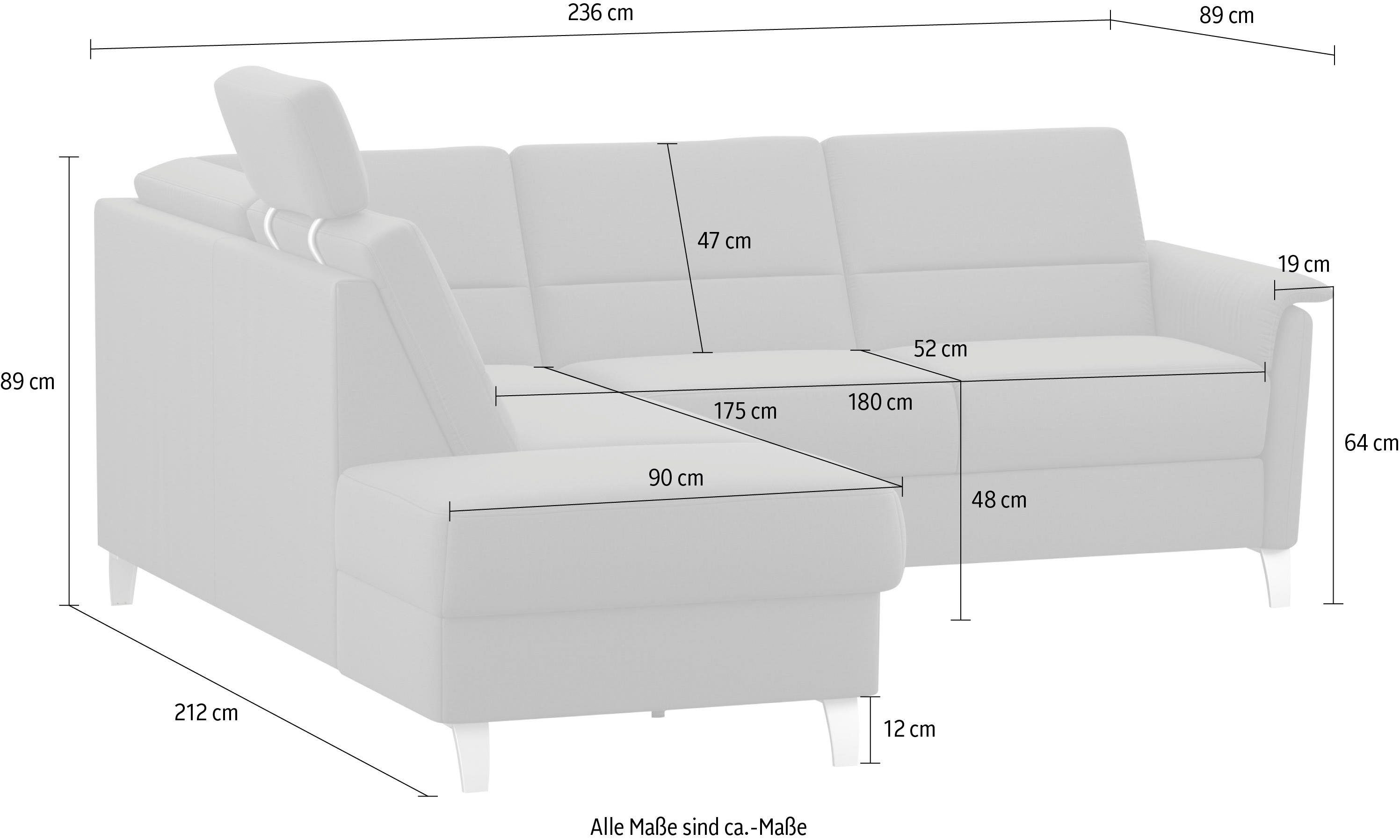 sit&more Hoekbank Palmera L-vorm Binnenvering, naar keuze met slaapfunctie en met/zonder bergruimte