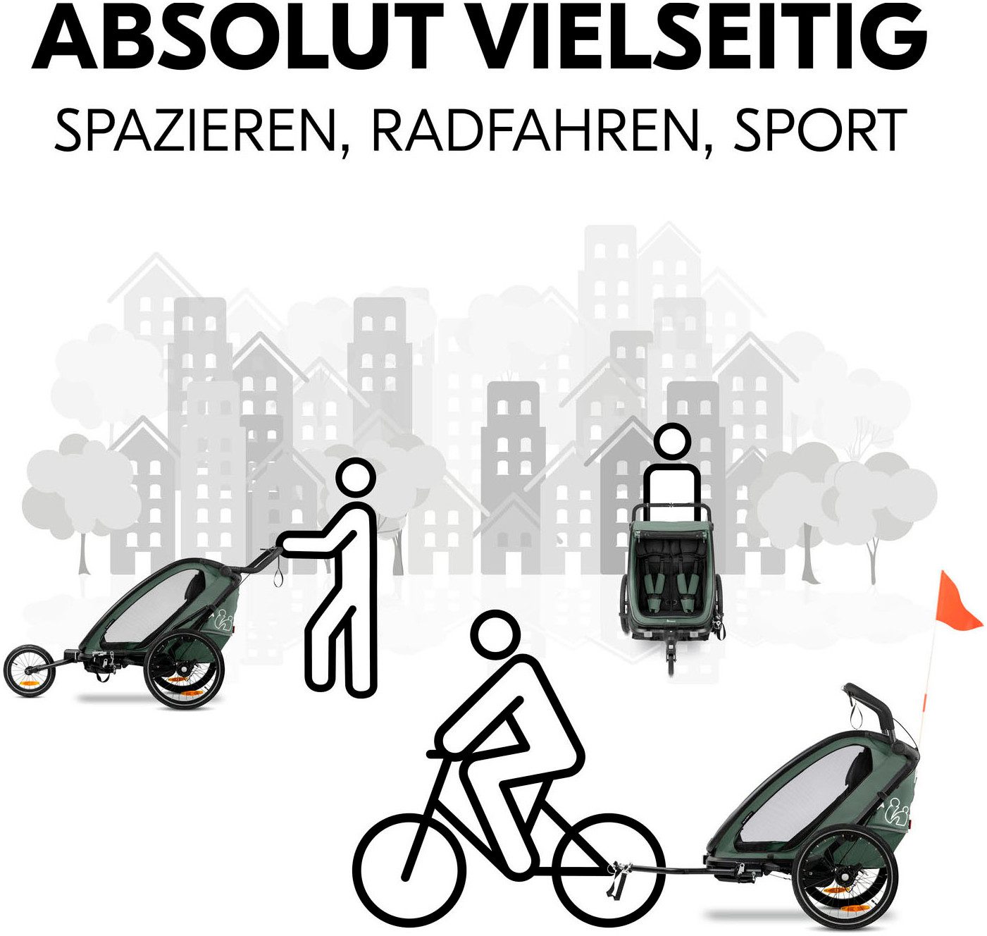 Hauck Kinderen fiets aanhanger Bike N Walk Duo voor 2 kinderen, incl. dissel