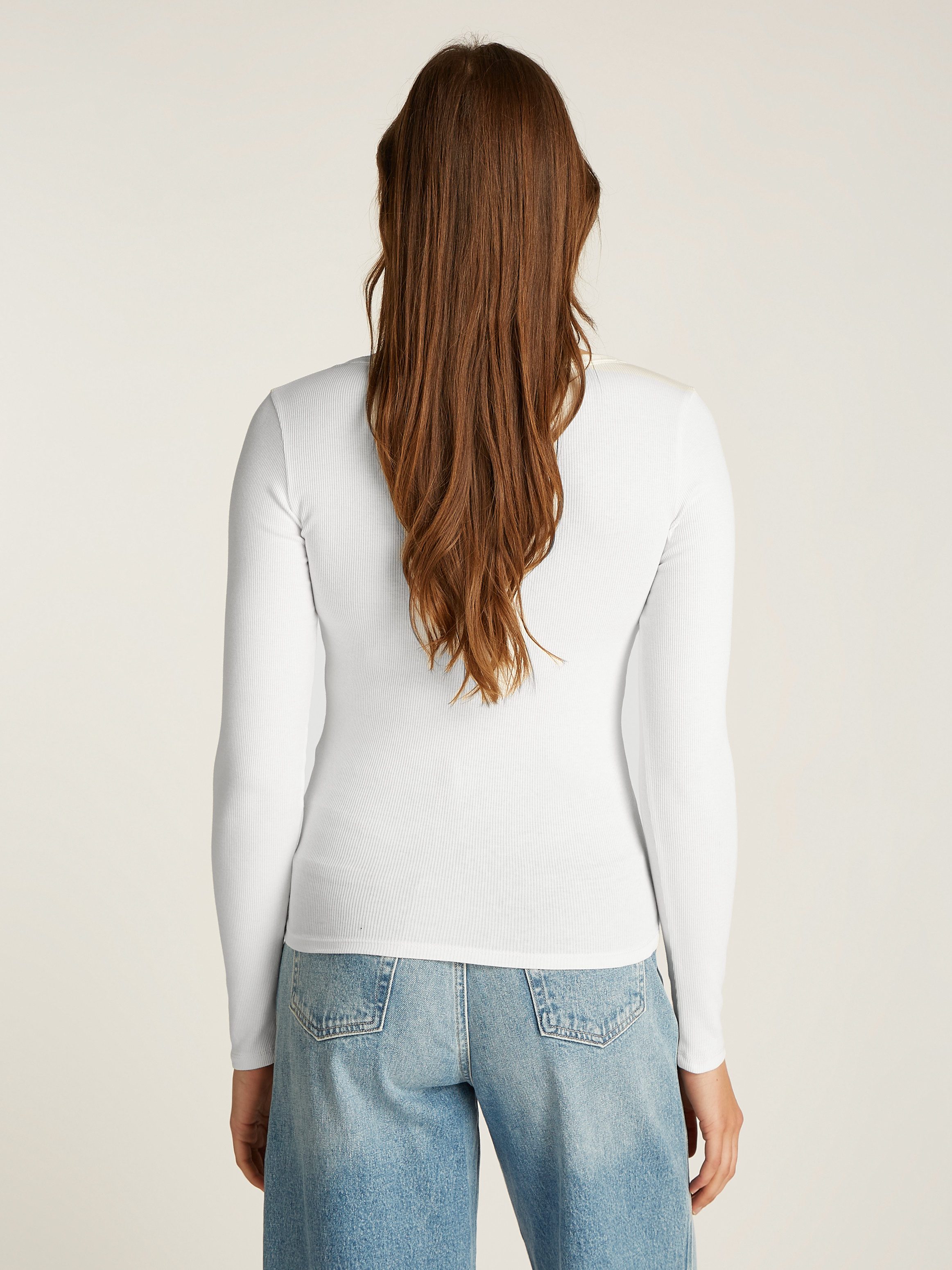 TOMMY JEANS Shirt met lange mouwen TJW SLIM ESSENTIAL RIB V LS