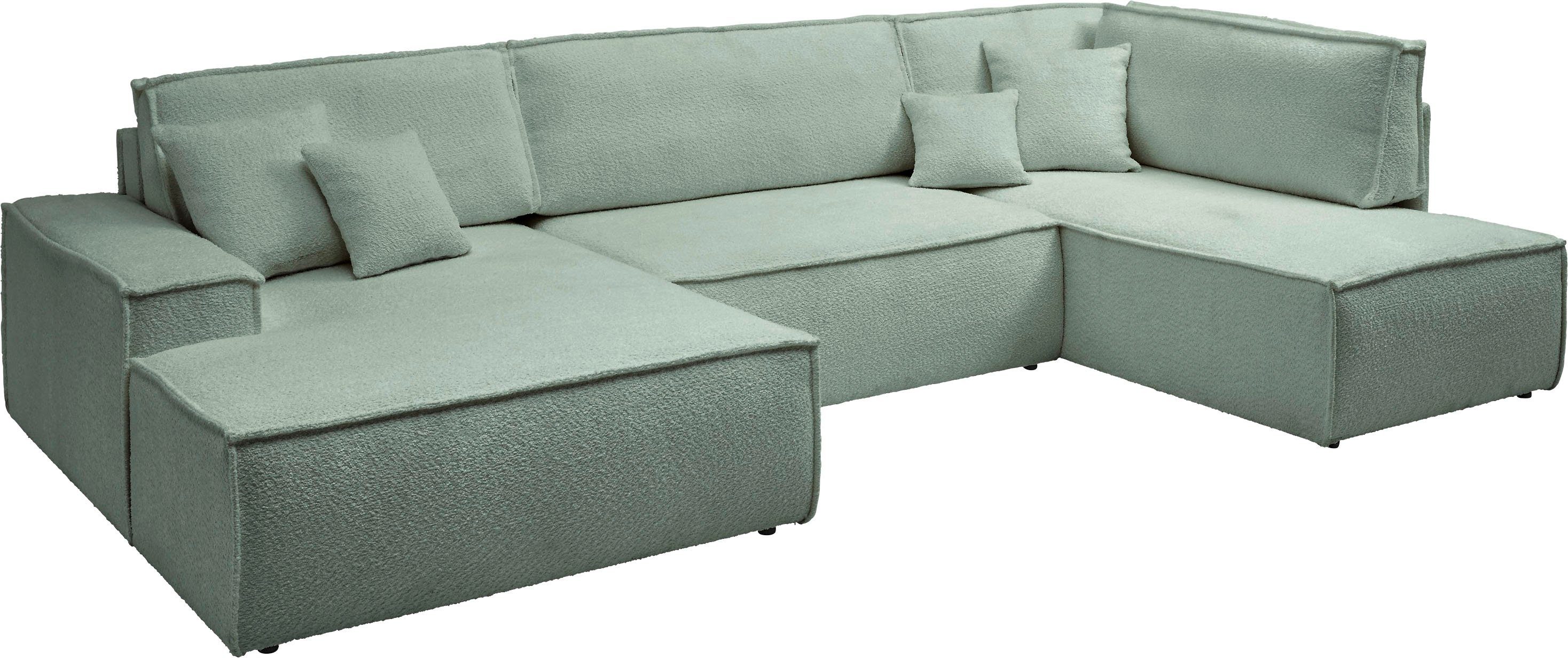 andas Zithoek FINNLEY U-model XXL 329 cm, bedbank, slaapfunctie m. bedkist