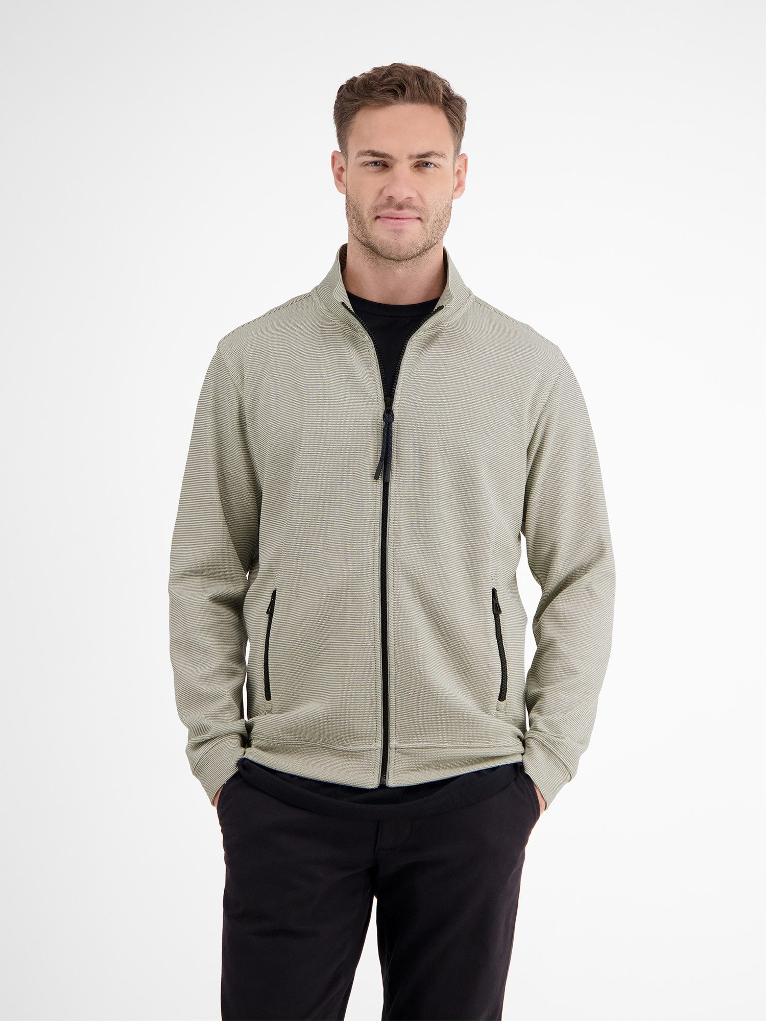 Lerros Sweatvest LERROS effen sweatshirt jack voor heren
