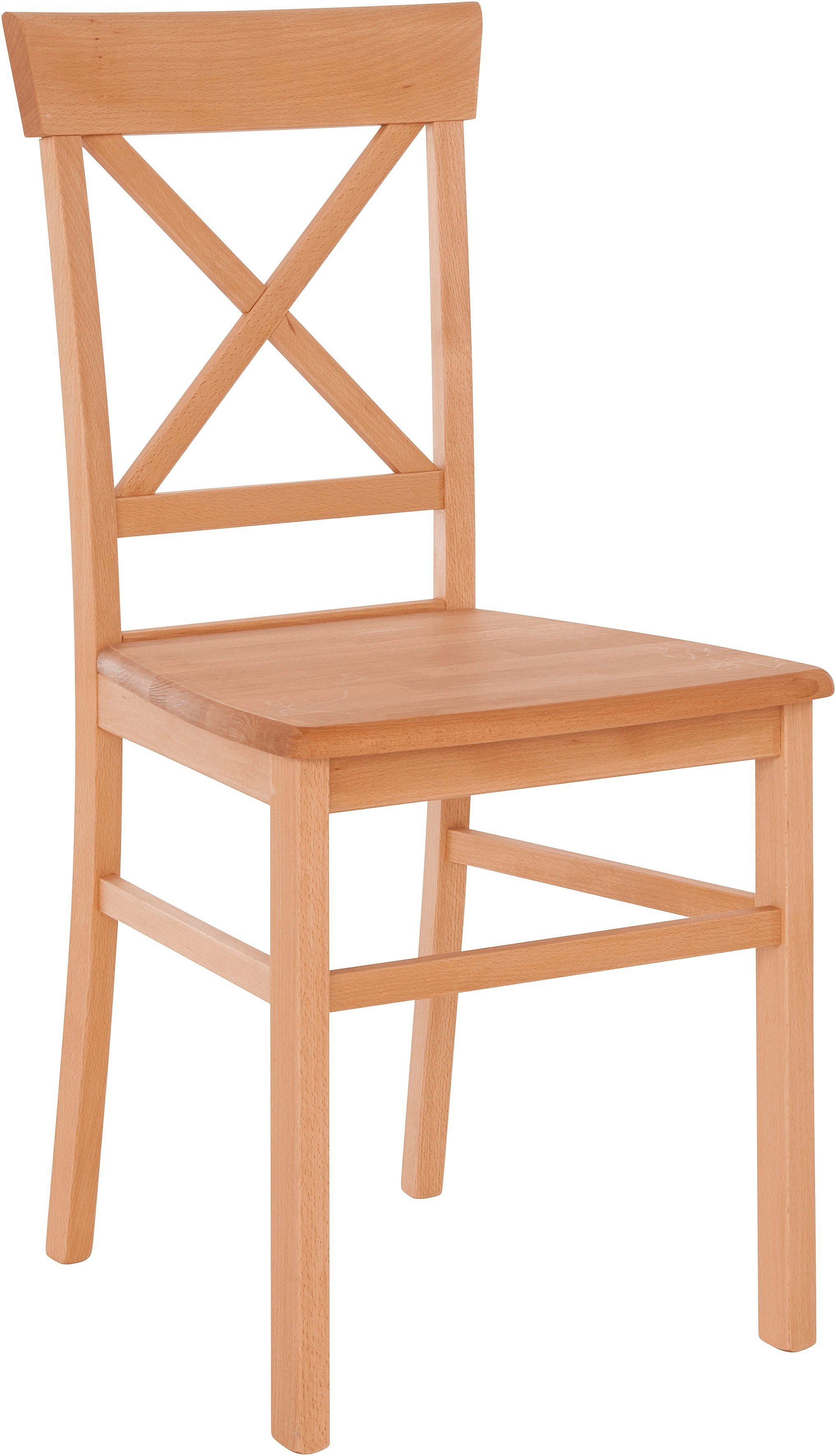 Home affaire Stoel met 4 poten Jena Frame van massief beukenhout (set, 2 stuks) houten stoelen beige