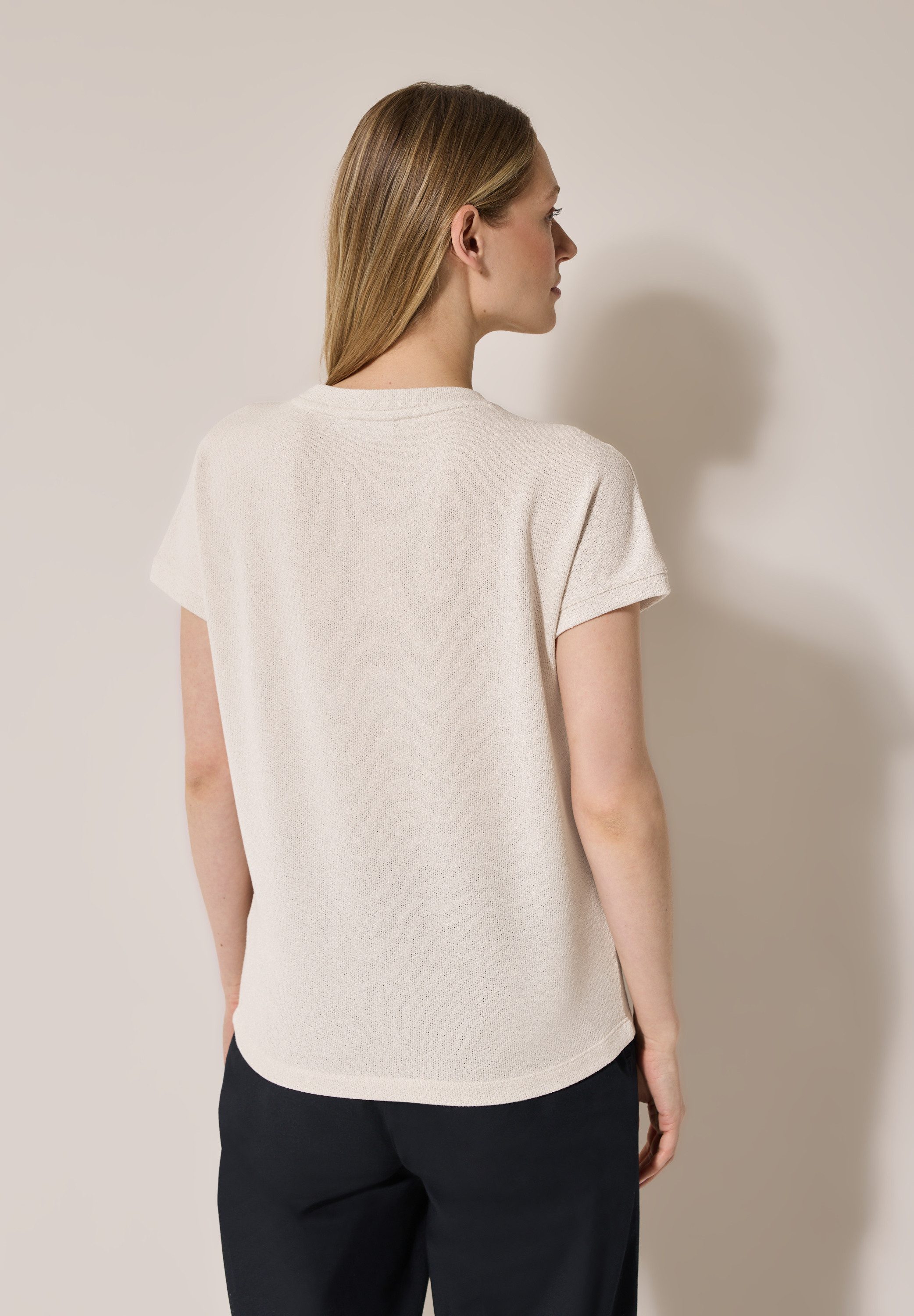 Cecil T-shirt in structuur-look en met knoopdetails