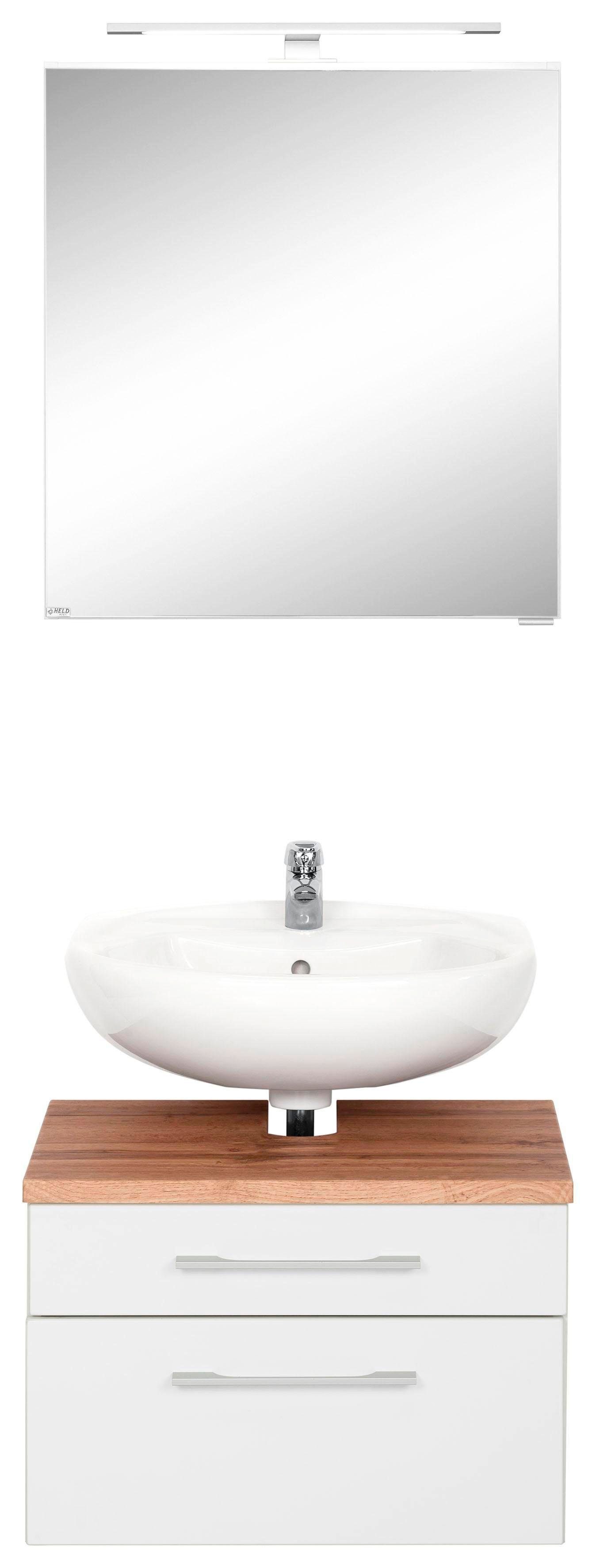 held moebel badkamerserie davos spiegelkast en wastafelonderkast (2-delig) wit