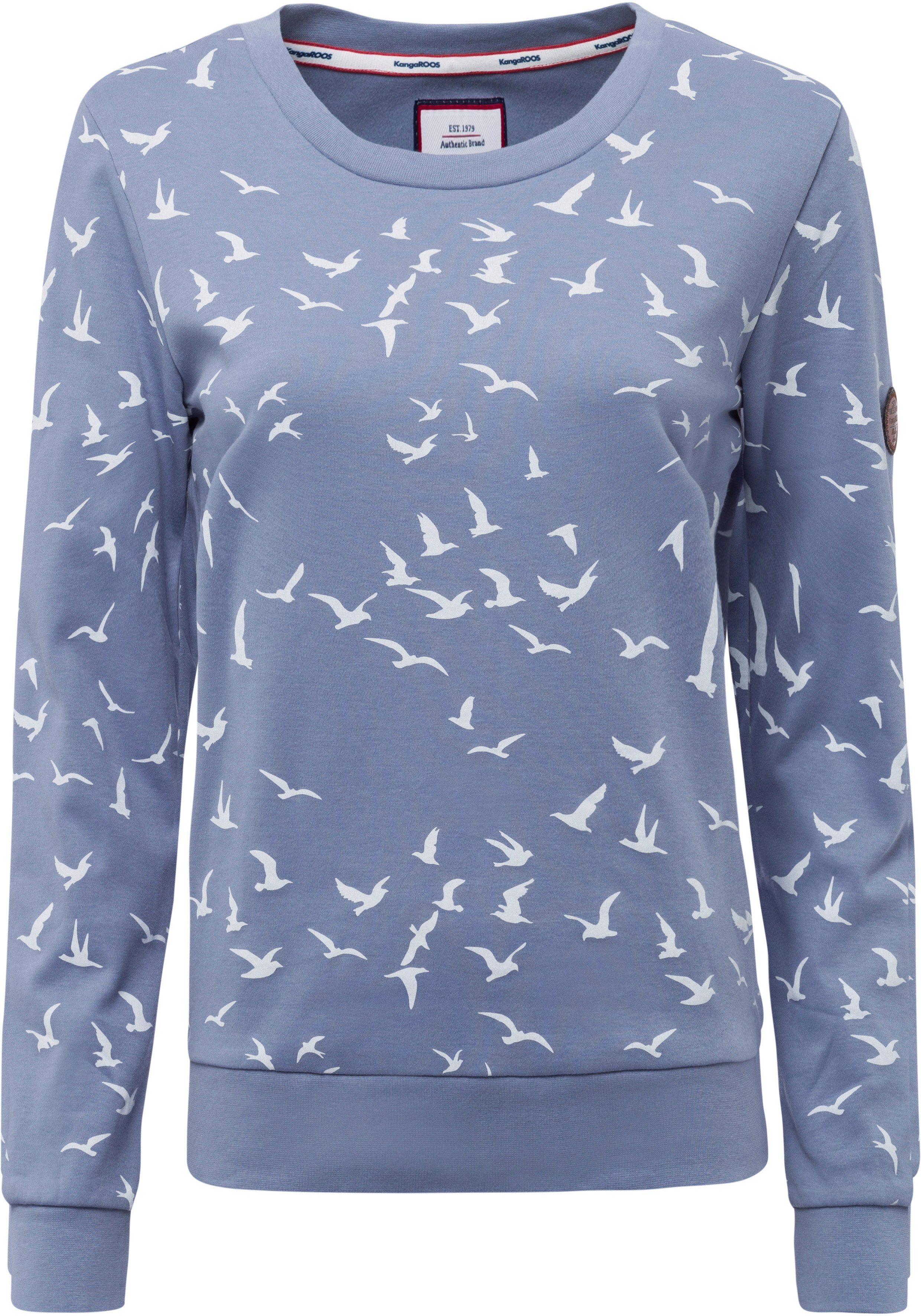 KangaROOS Sweatshirt Lange mouwen, figuurvolgende snit, bedrukt, ronde hals