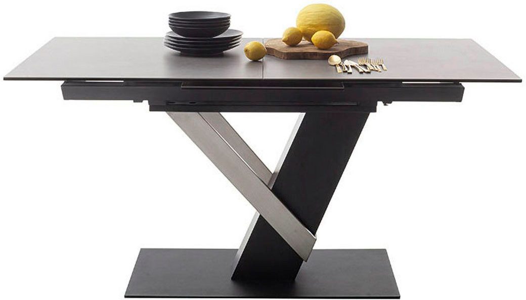 MCA furniture Eettafel MASSARO tafel met voet 160-210 cm Keramiek, metaal, synchronisatie-uittrekmechanisme, uittrekbaar, 6-8 personen eettafels