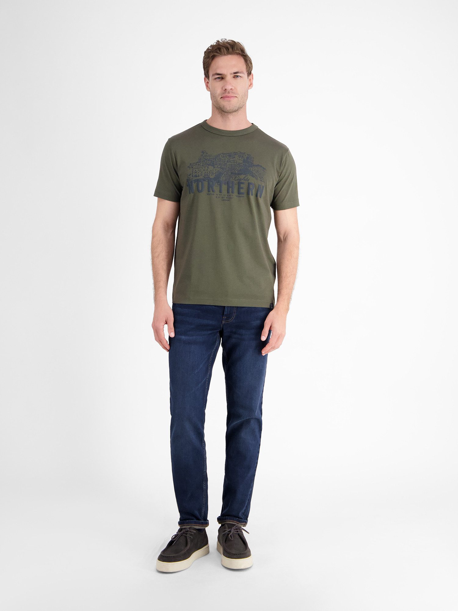 Lerros T-shirt LERROS Effen T-shirt met borstprint