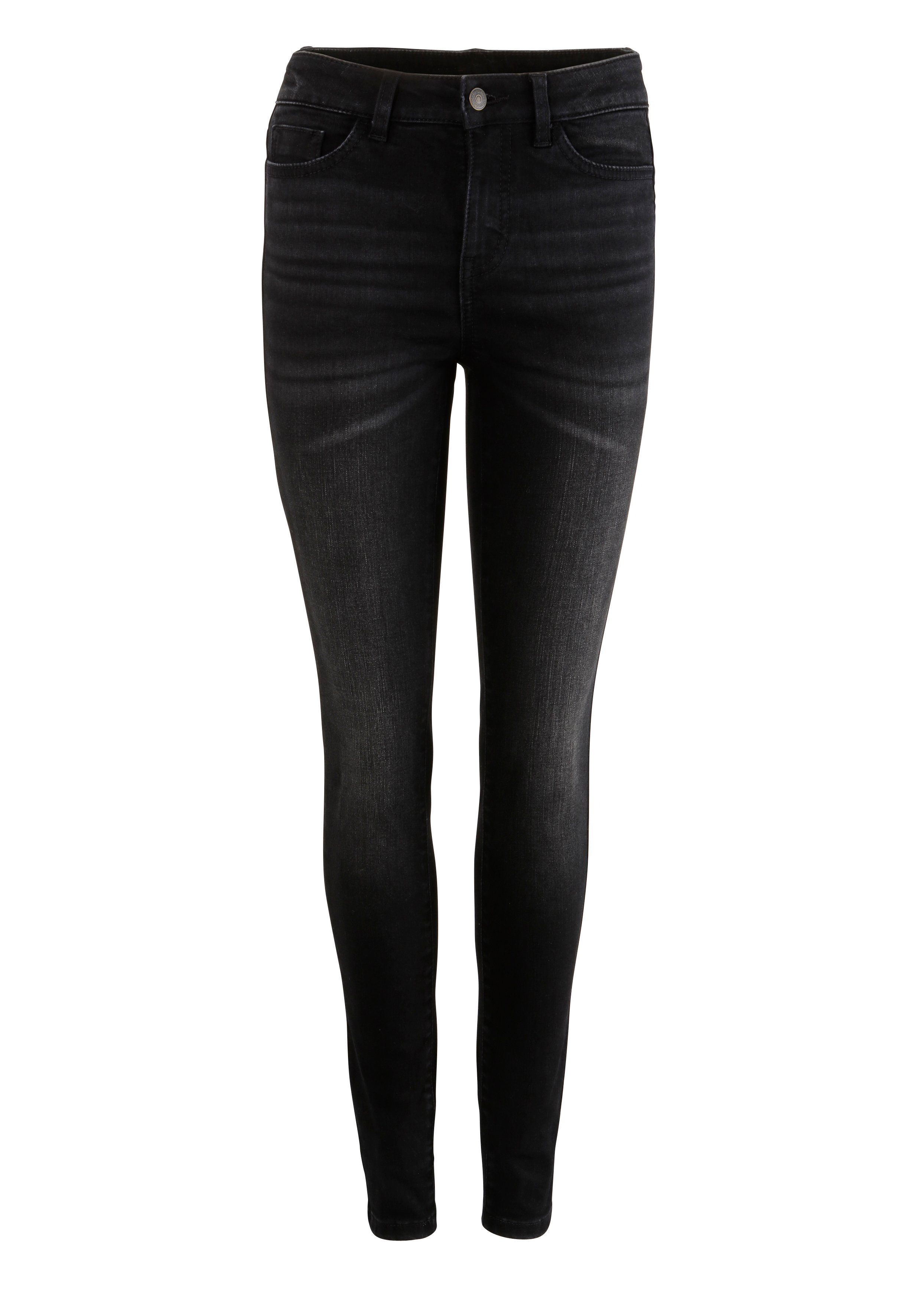 KangaROOS 5-pocket jeans SUPER SKINNY HIGH RISE enkel-lang, met used-look, hoge taille
