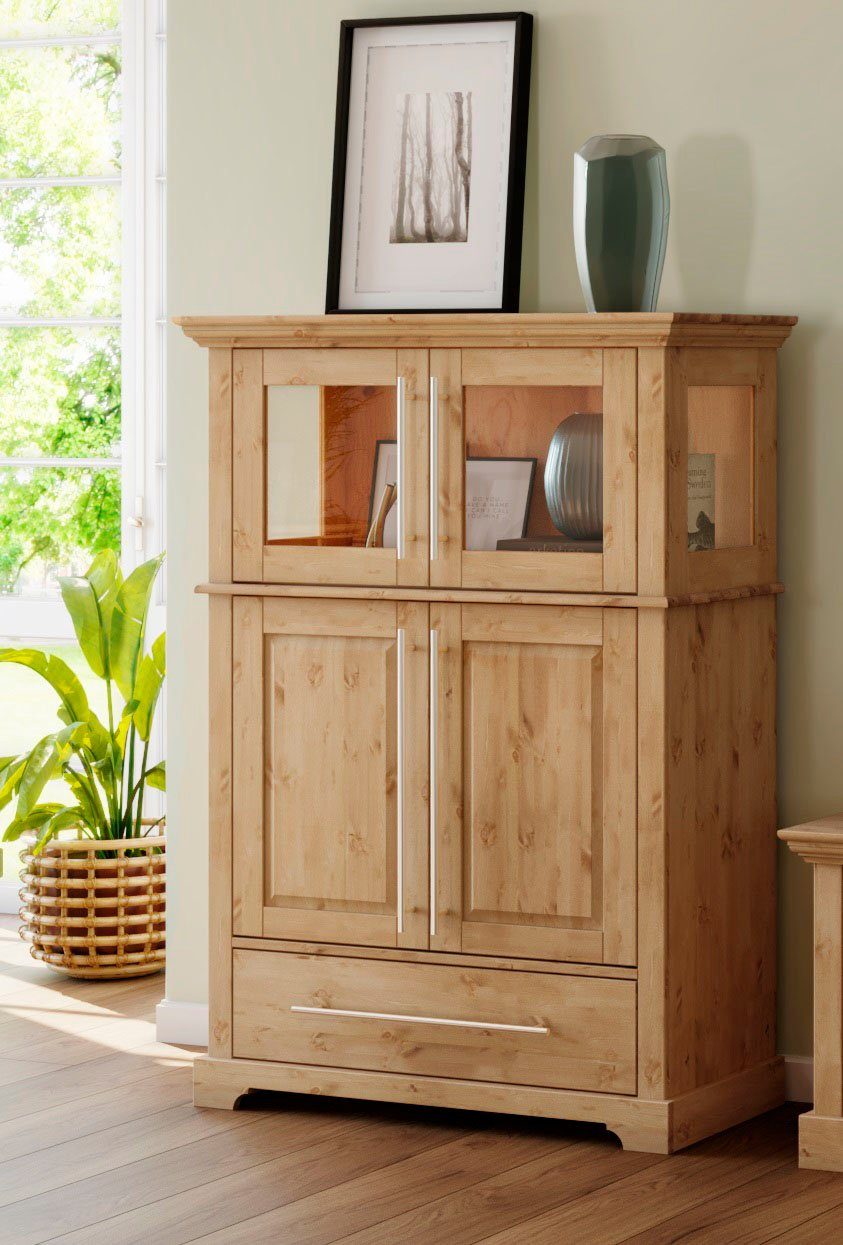 Home affaire Highboard Meliss Breedte 94 cm, 4-deurs, met lade, massief grenen, FSC®