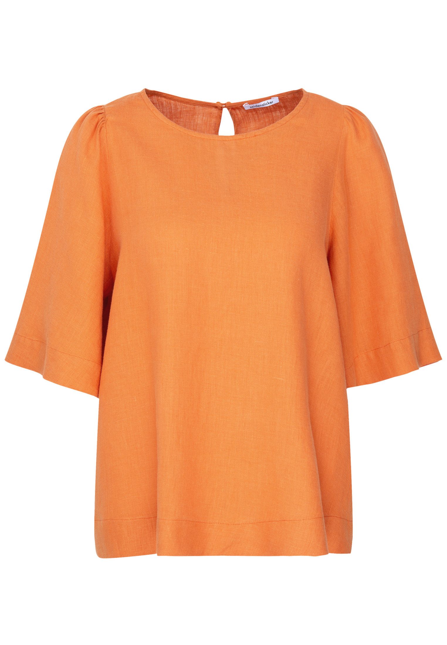 seidensticker Shirtblouse Zwarte roos Korte mouwen ronde hals uni
