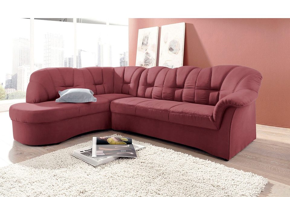 DOMO collection Hoekbank Papenburg, tijdloze rugsteppingen, elegante armleuning, L-vorm
