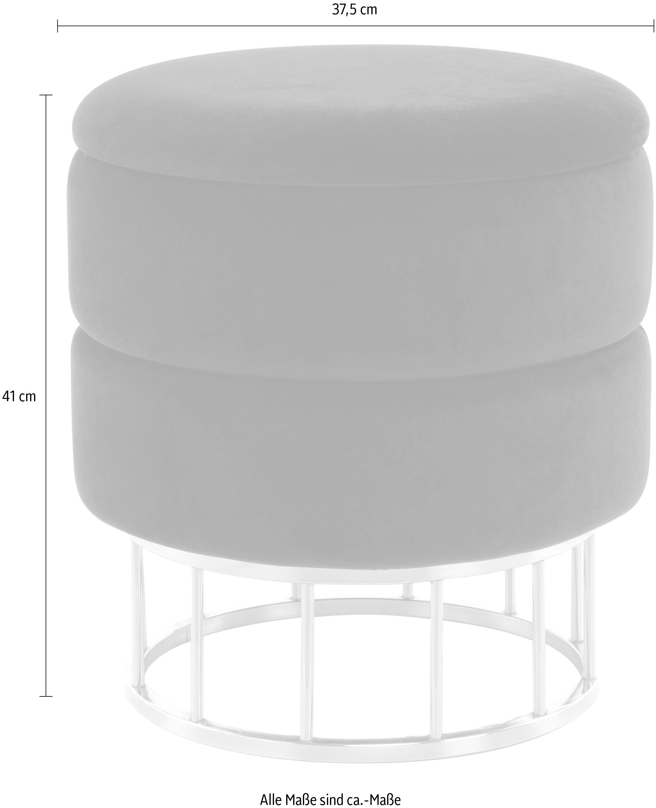Kayoom Hocker met bergruimte Kruk Zero 525, zitkruk met comfort, ronde, moderne vorm glamoureus, elegant, met opbergruimte, bekleding van fluweelzacht stof (1 stuk)