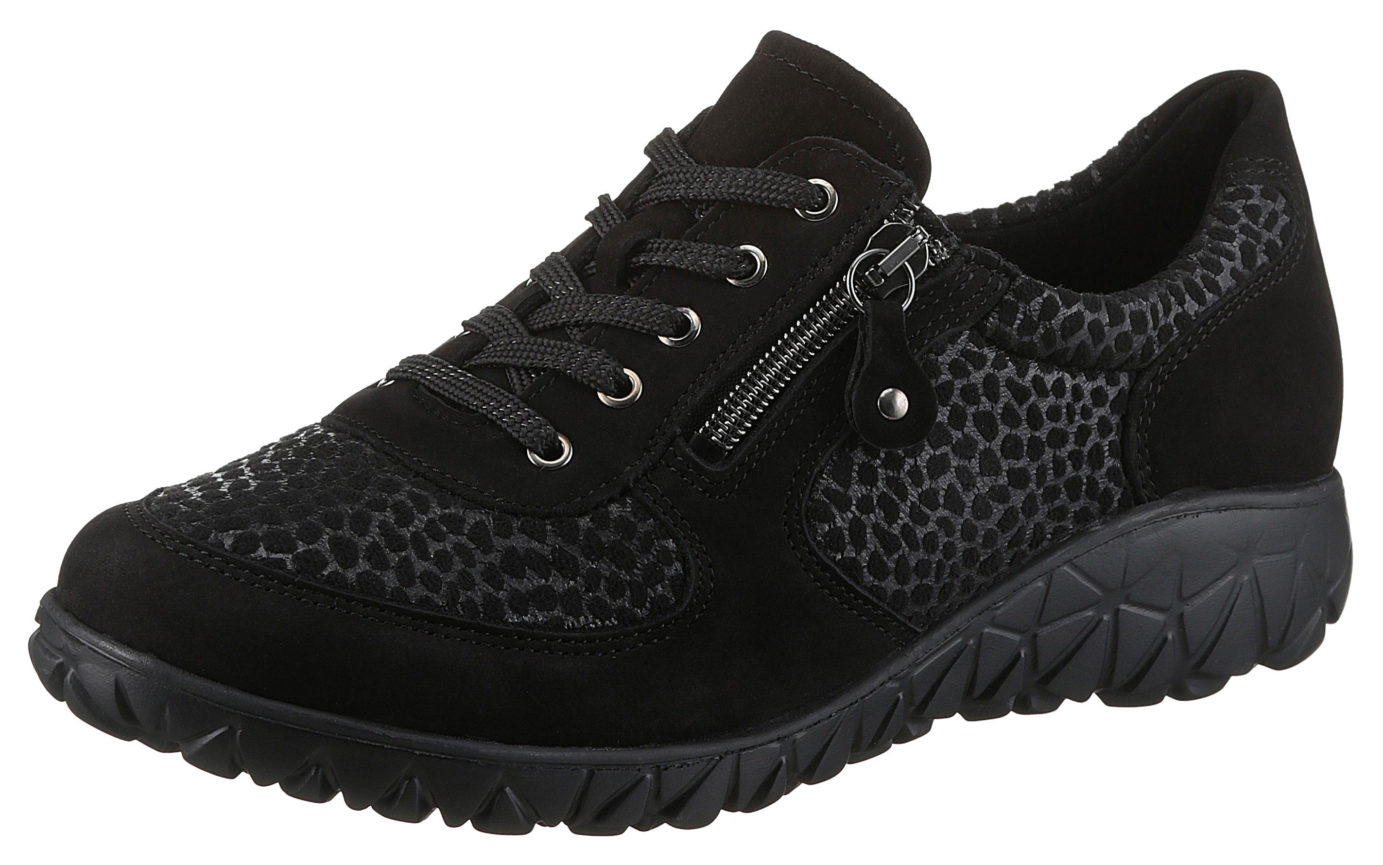 Waldläufer Veterschoenen HAVY-SOFT vrijetijdsschoen, lage schoen, comfortschoen met rits, h-wijdte dames sportieve veterschoenen maat 3,5 (36) zwart