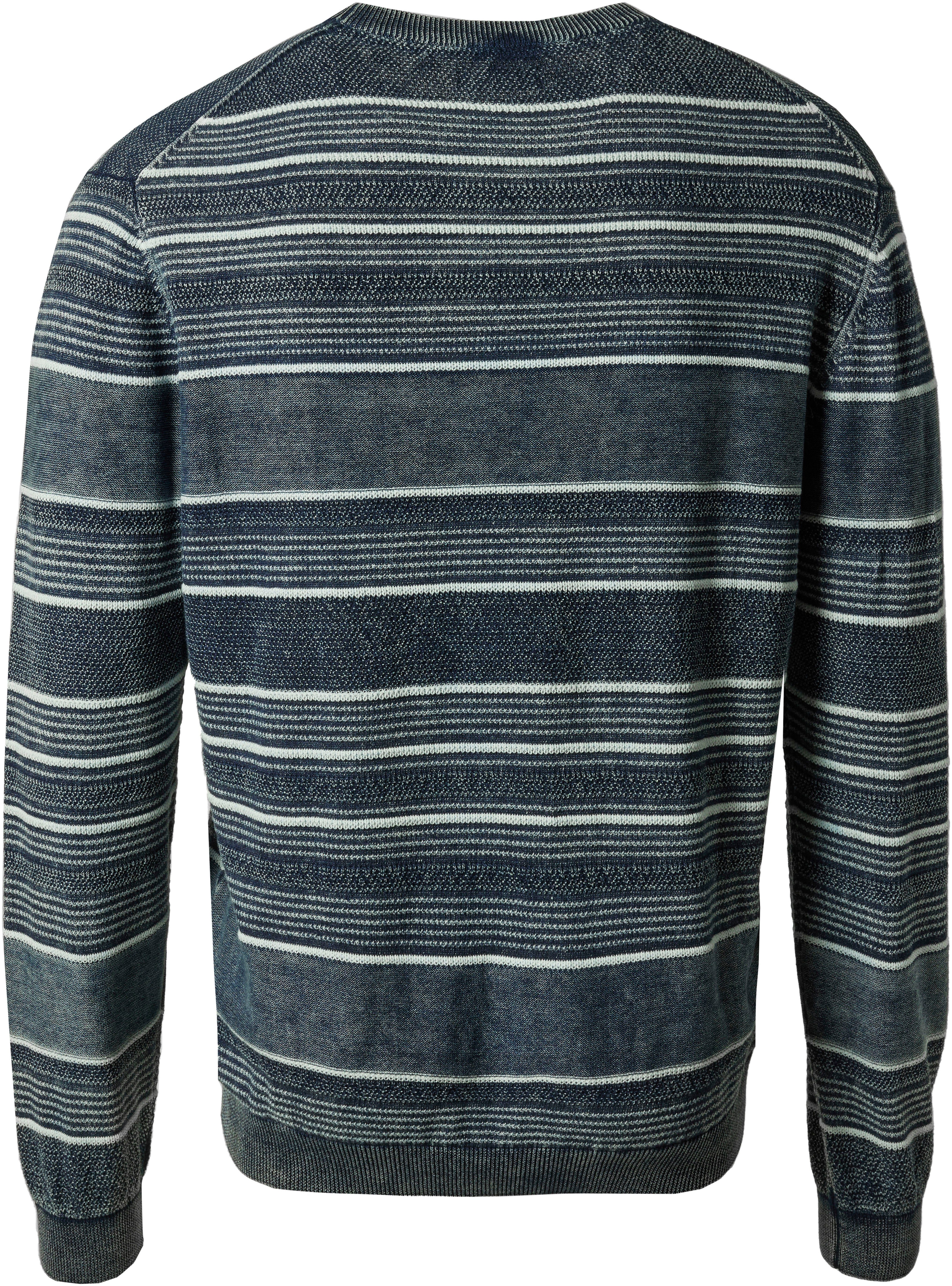 Pioneer Authentic Jeans Trui met ronde hals in gemêleerde streeplook