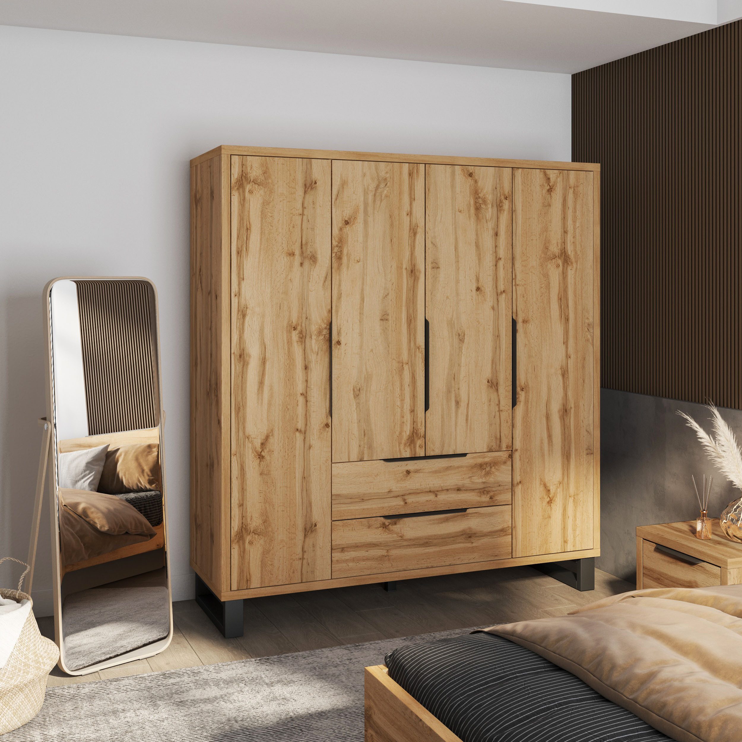 Home affaire Draaideurkast Bronne, breedte 191 cm, linnenkast inclusief binneninrichting