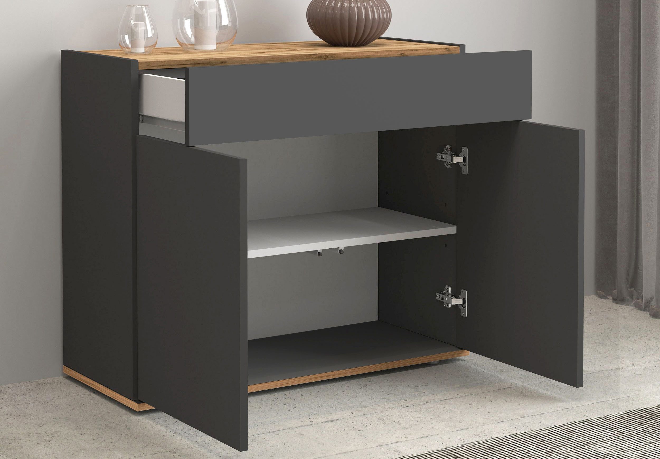 INOSIGN Dressoir Garda, Ladekast, Kast, Buffet 2 deuren, 1 lade, greeploos breedte 80,9 cm