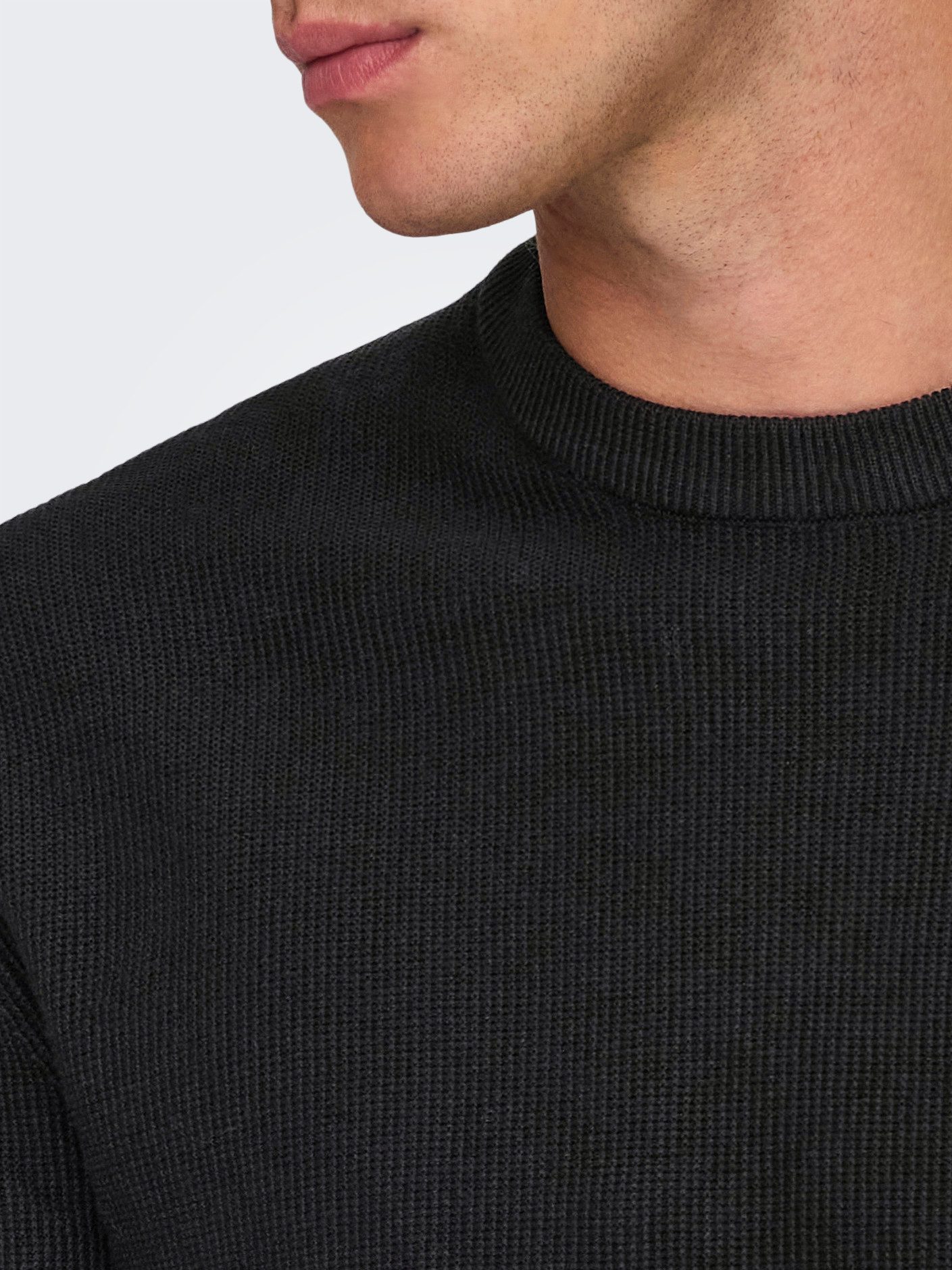 ONLY & SONS Trui met ronde hals ONSTONY DS 12 LS WAFFLE CREW KNIT