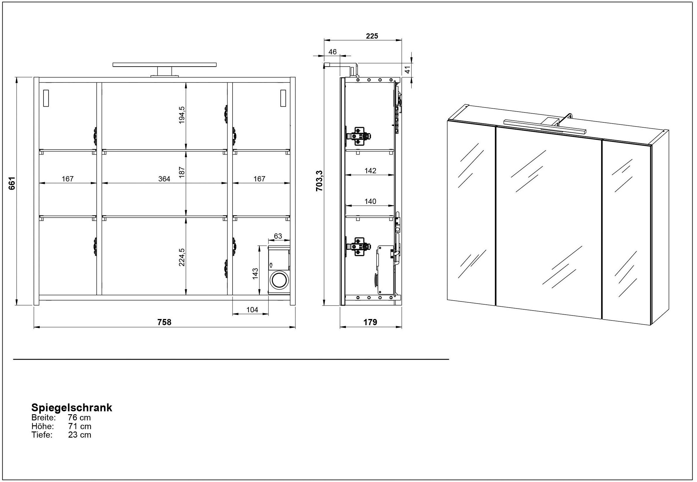 GERMANIA Badkamerserie Crandon incl. wastafelkast, spiegelkast, kast, halfhoge kast en plank (5-delig)