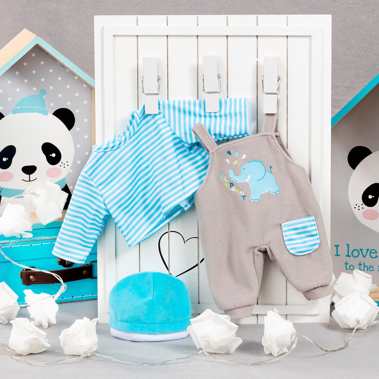 Bayer Poppenkleding Bovenstuk/salopette olifant (set, 3-delig)