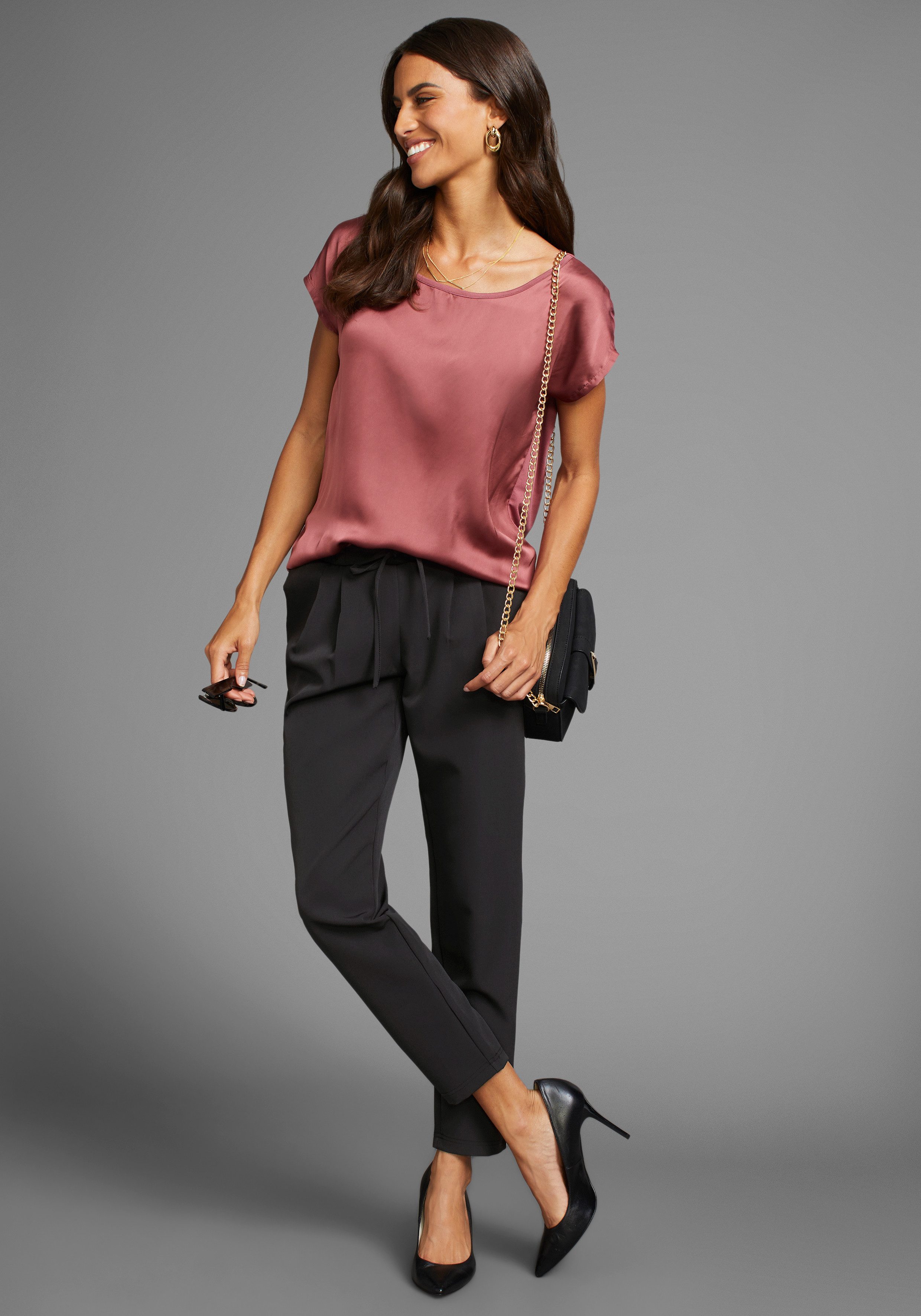 Laura Scott Shirtblouse van satijn en jersey