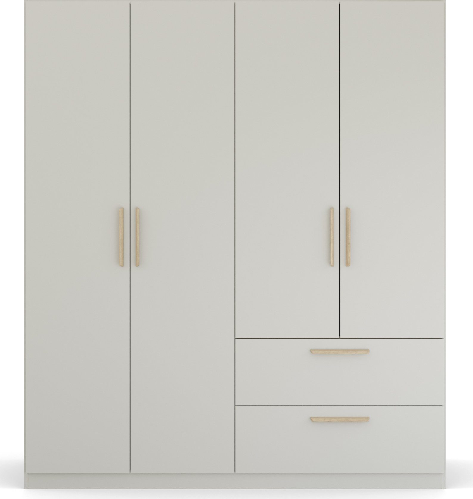 rauch Kledingkast Skandi by Quadra Spin Slaapkamerkast in landelijke stijl met massief houten grepen van wildeiken, met laden