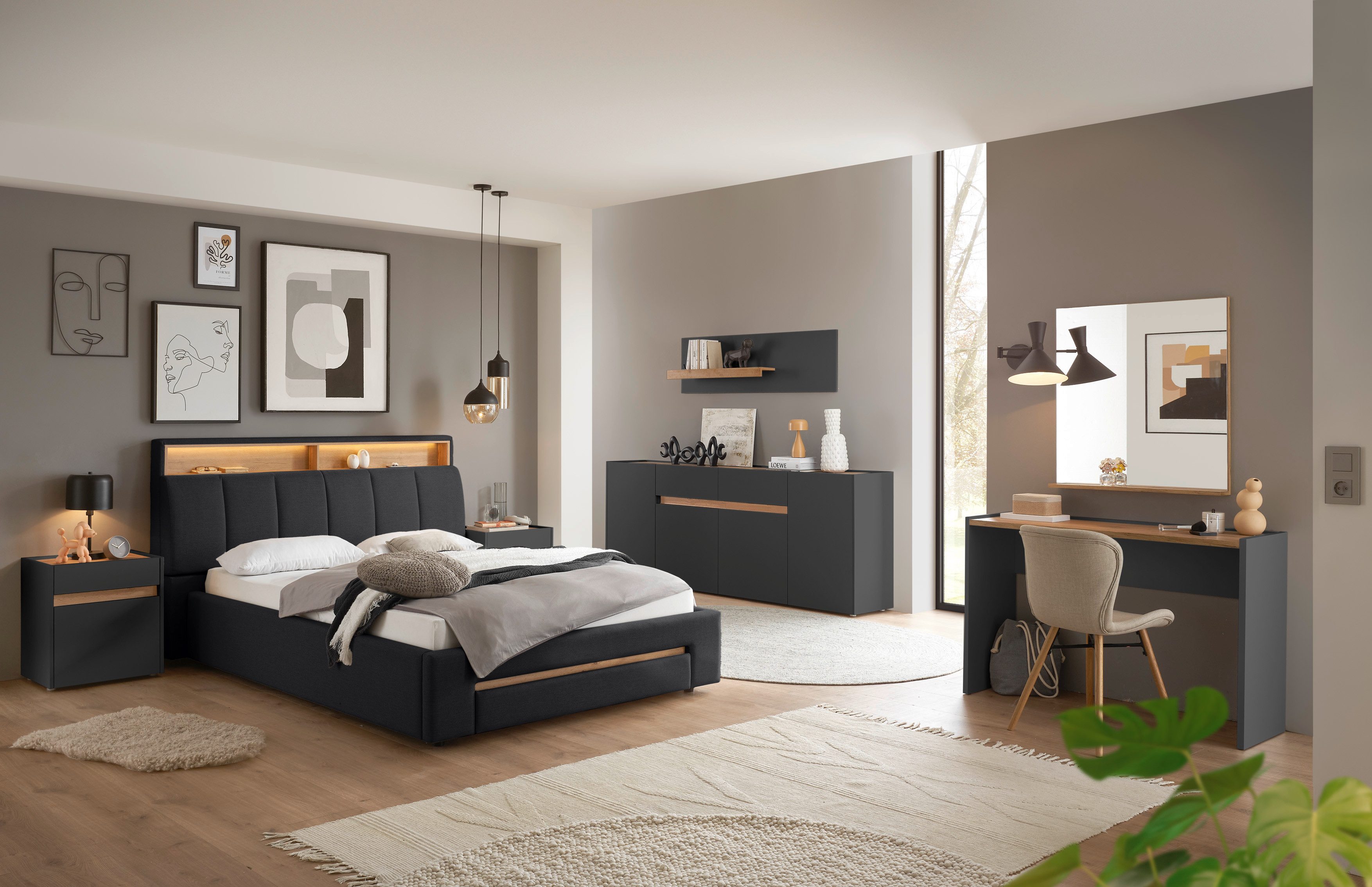 INOSIGN Gestoffeerd bed CiTY/GiRON,, gepolsterd opbergbed, met LED-verlichting Bedkisten met hondenbed of als opbergruimte, opklapbare hoofdeinden