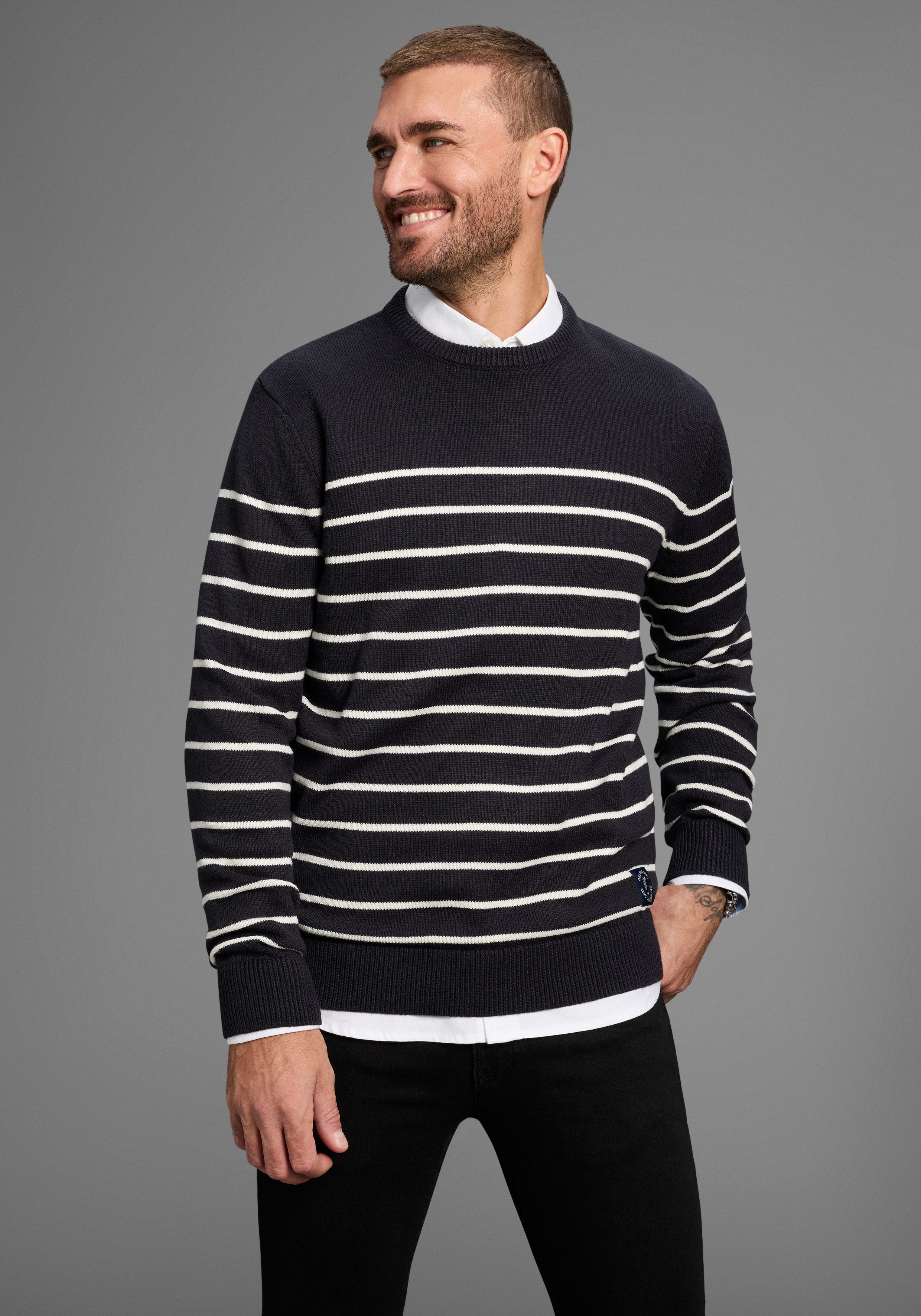 DELMAO Gestreepte trui Tot maat 3 XL in maritieme stijl - nieuwe collectie