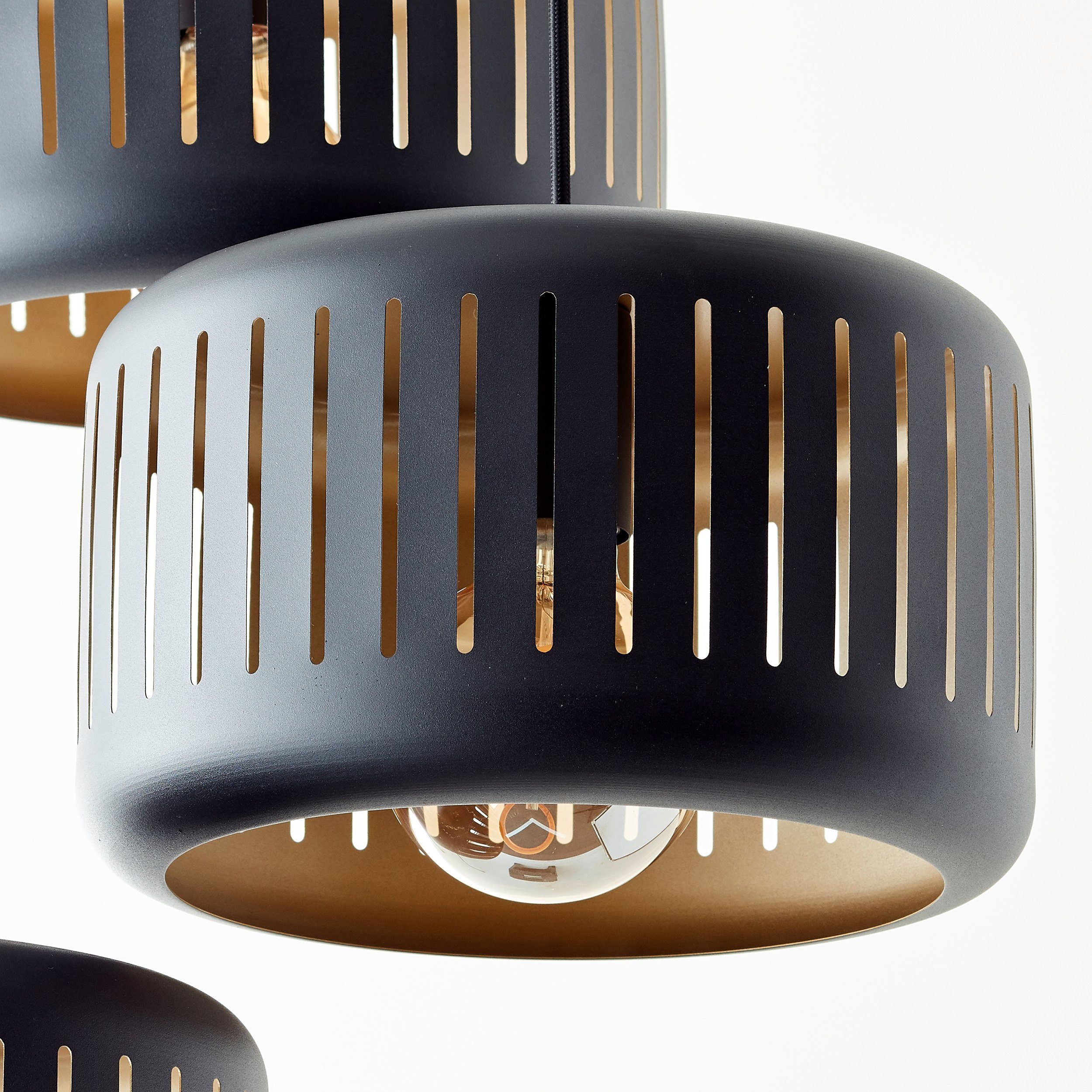Brilliant Leuchten Hanglamp Tyas 120 x 52 cm, 3 x e27, inkortbaar, metaal, zwart/goudkleurig (1 stuk)