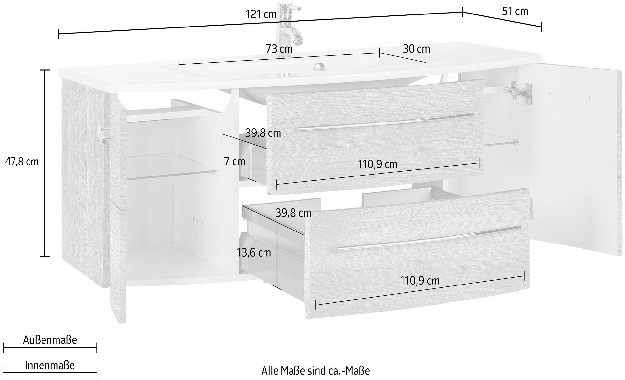 MARLIN Wastafelonderkast 3040 breedte 122 cm