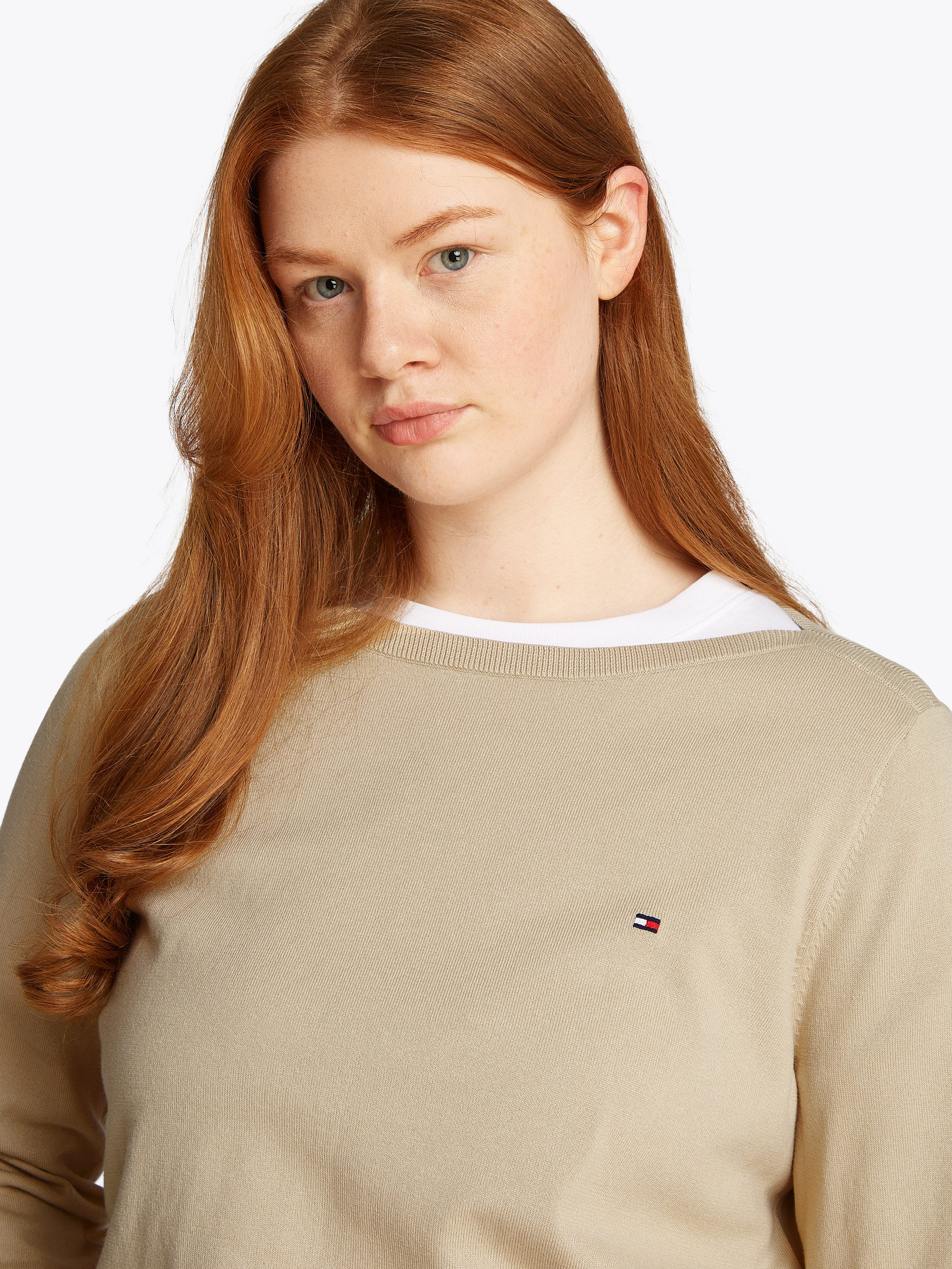 Tommy Hilfiger Curve Gebreide trui CRV CO JERSEY STITCH LS B-NK SWT