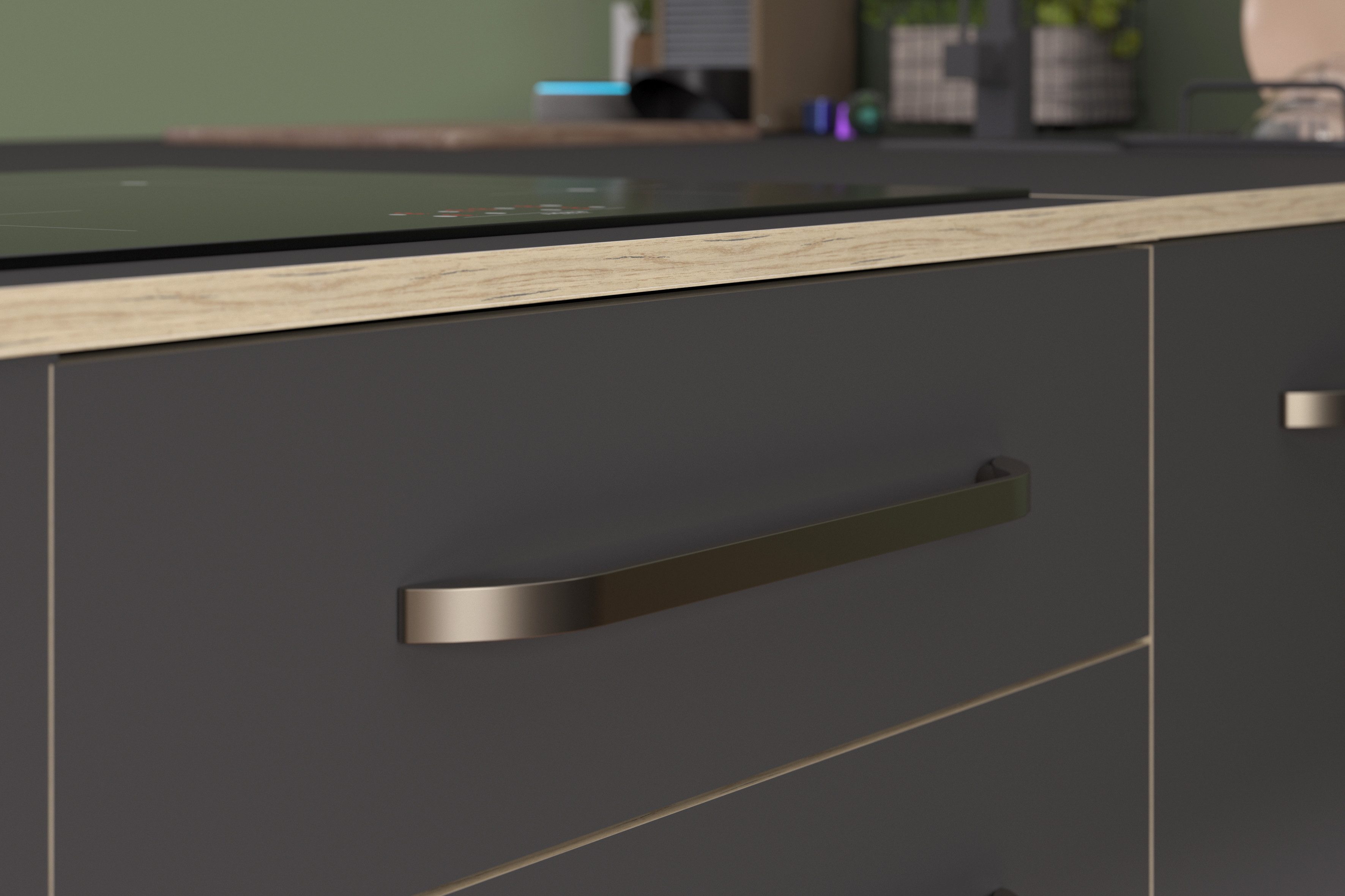 Parisot Kastenset Wave 1, Keuken kast, buffetset, keuken Deuren met softclose functie, werkblad van eiken - gefineerd (set, 9 stuks)