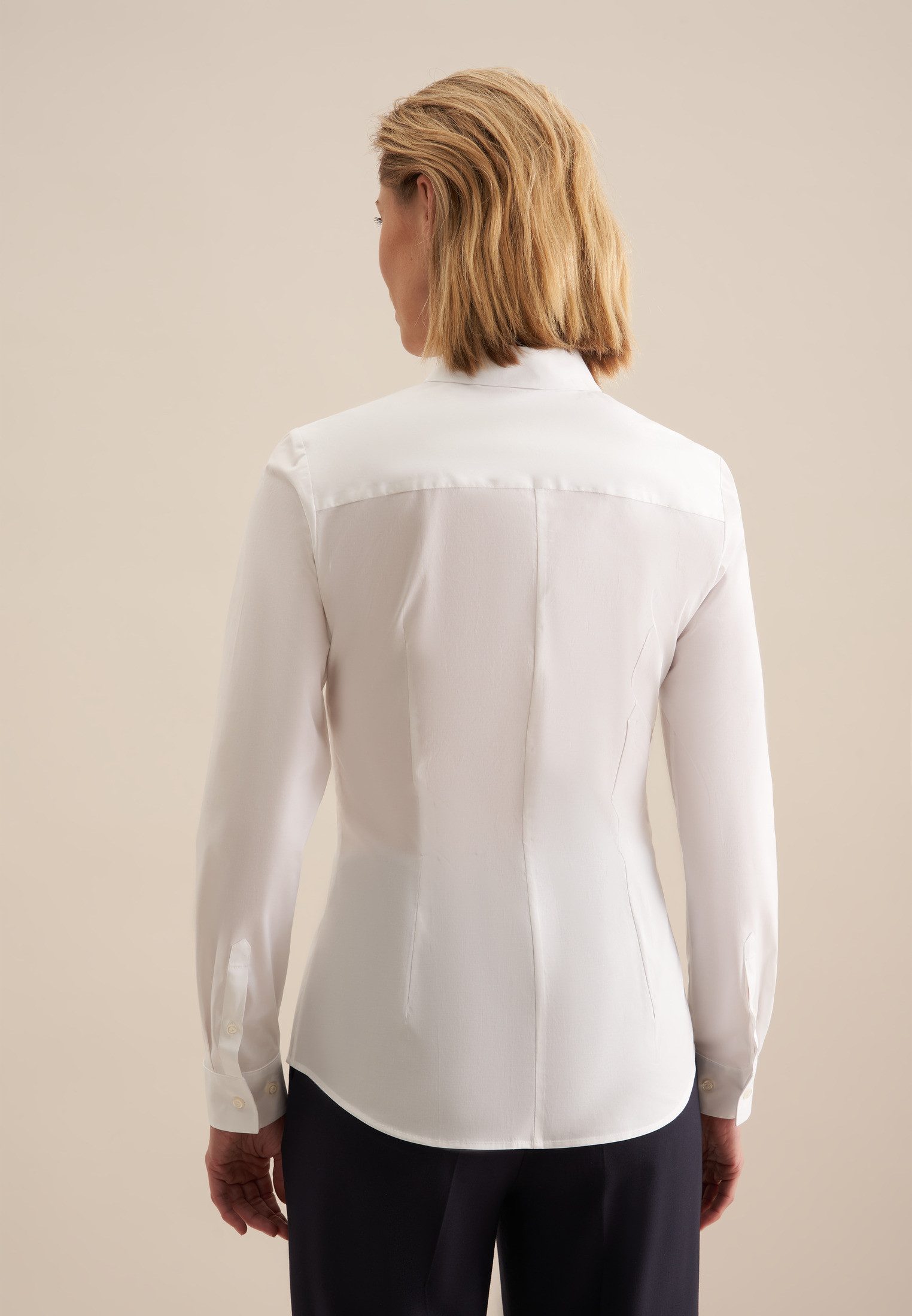 seidensticker Overhemdblouse Zwarte roos Lange mouwen kraag uni