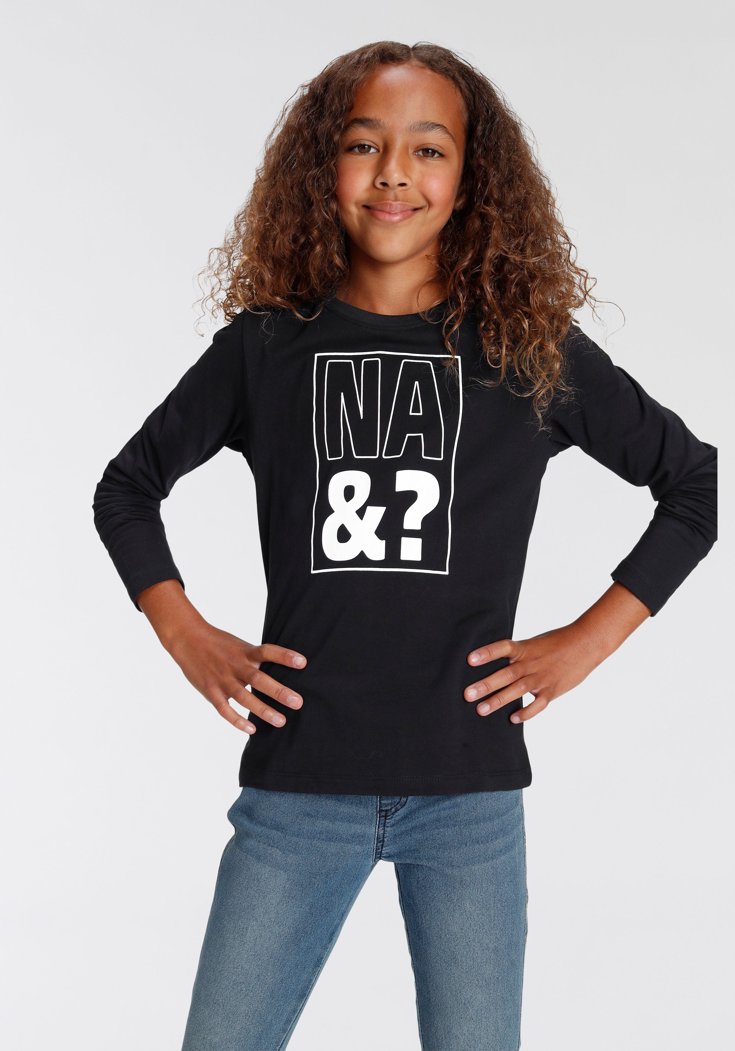 KIDSWORLD Shirt met lange mouwen NA&? lange mouwen, basic pasvorm, met statement-print