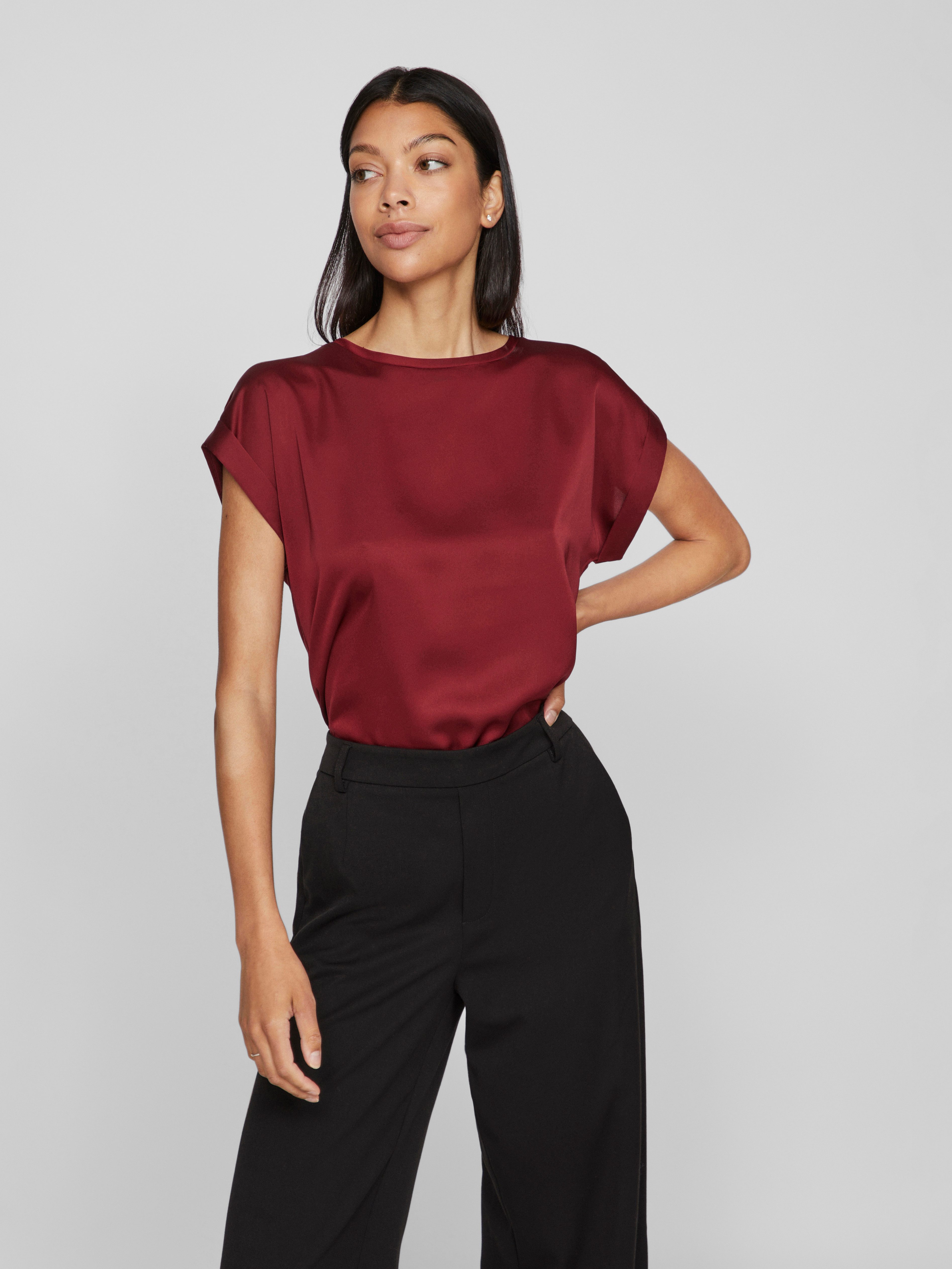 Vila Shirt met korte mouwen VIELLETTE S/S SATIN TOP - NOOS