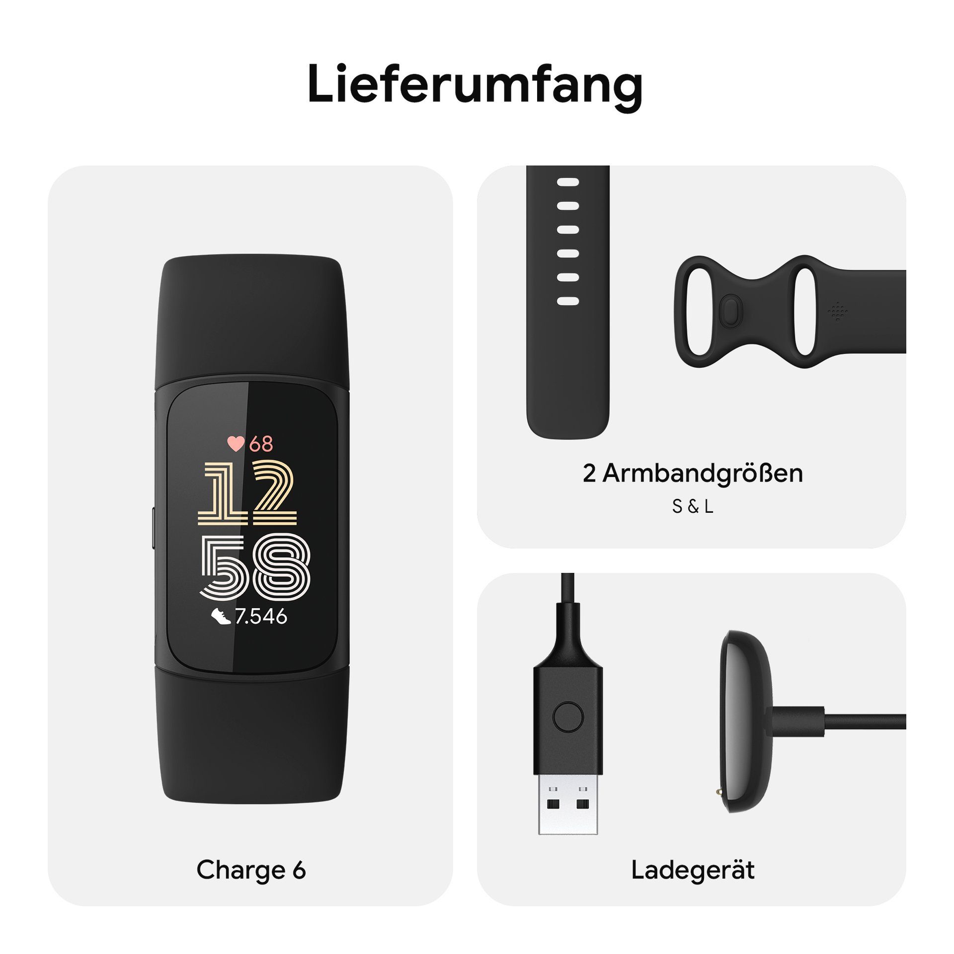 fitbit by Google Fitness-horloge Charge 6 Fitnesstracker GPS EKG SpO2 Google Wallet Maps Youtube Music