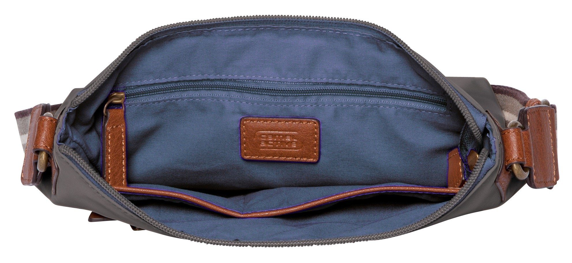 camel active Schoudertas Bari van hoogwaardig mat nylon met gestreept geweven band