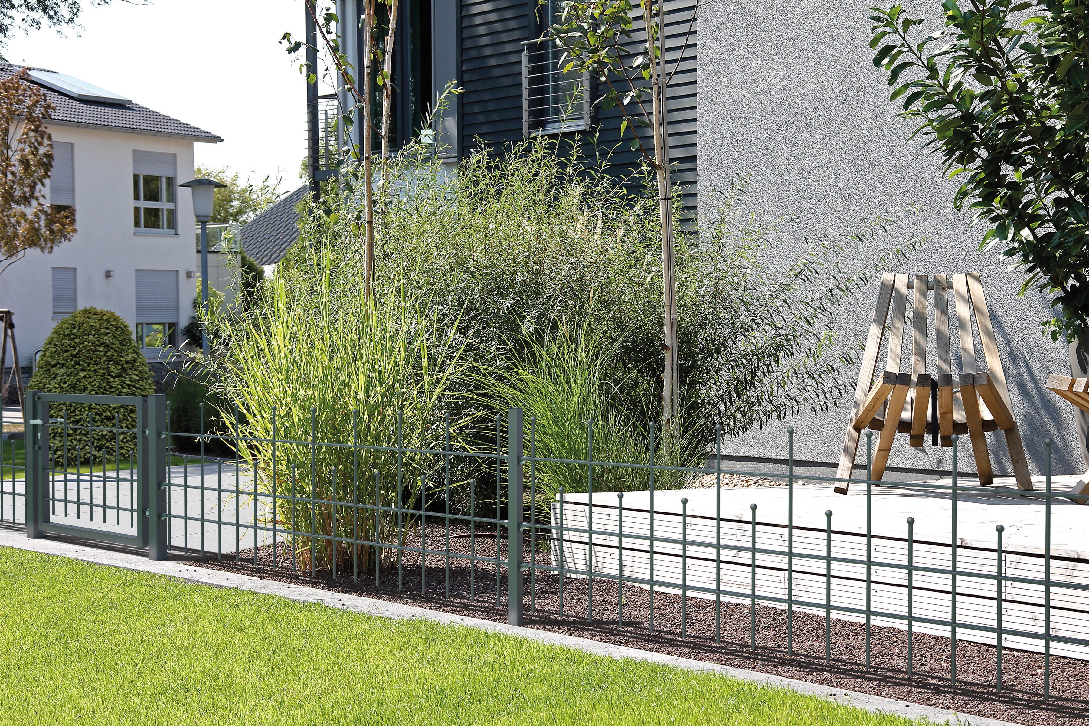 GAH Alberts Metalen hek Madrid Hoogte: 49,5, 73,5 en 98,5 cm, totale lengte: 10 m, voor plaatsing in beton (set)
