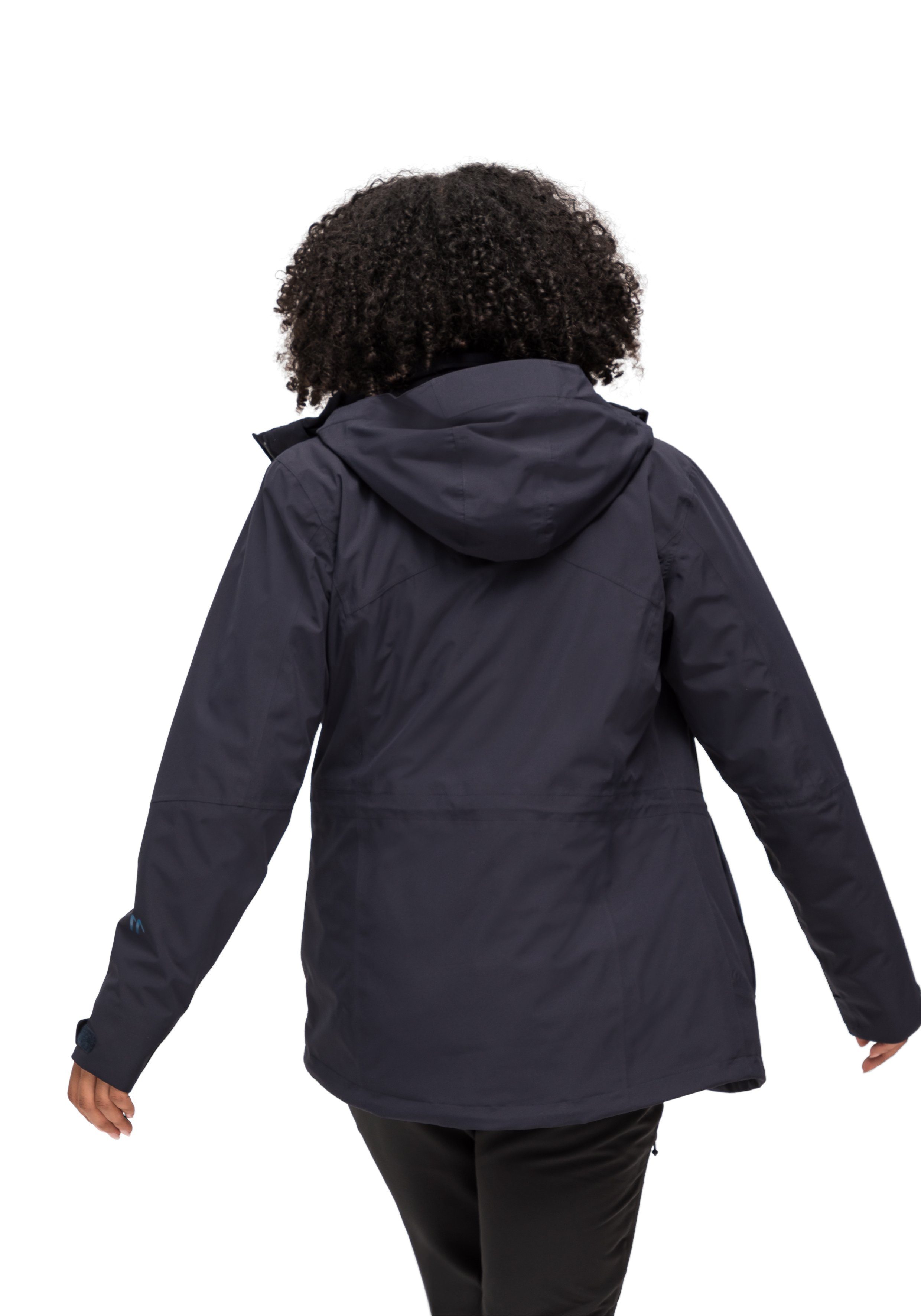 Maier Sports Outdoorjack Ribut Long W Dames wandeljas, ademend en waterdicht, regenjas met capuchon