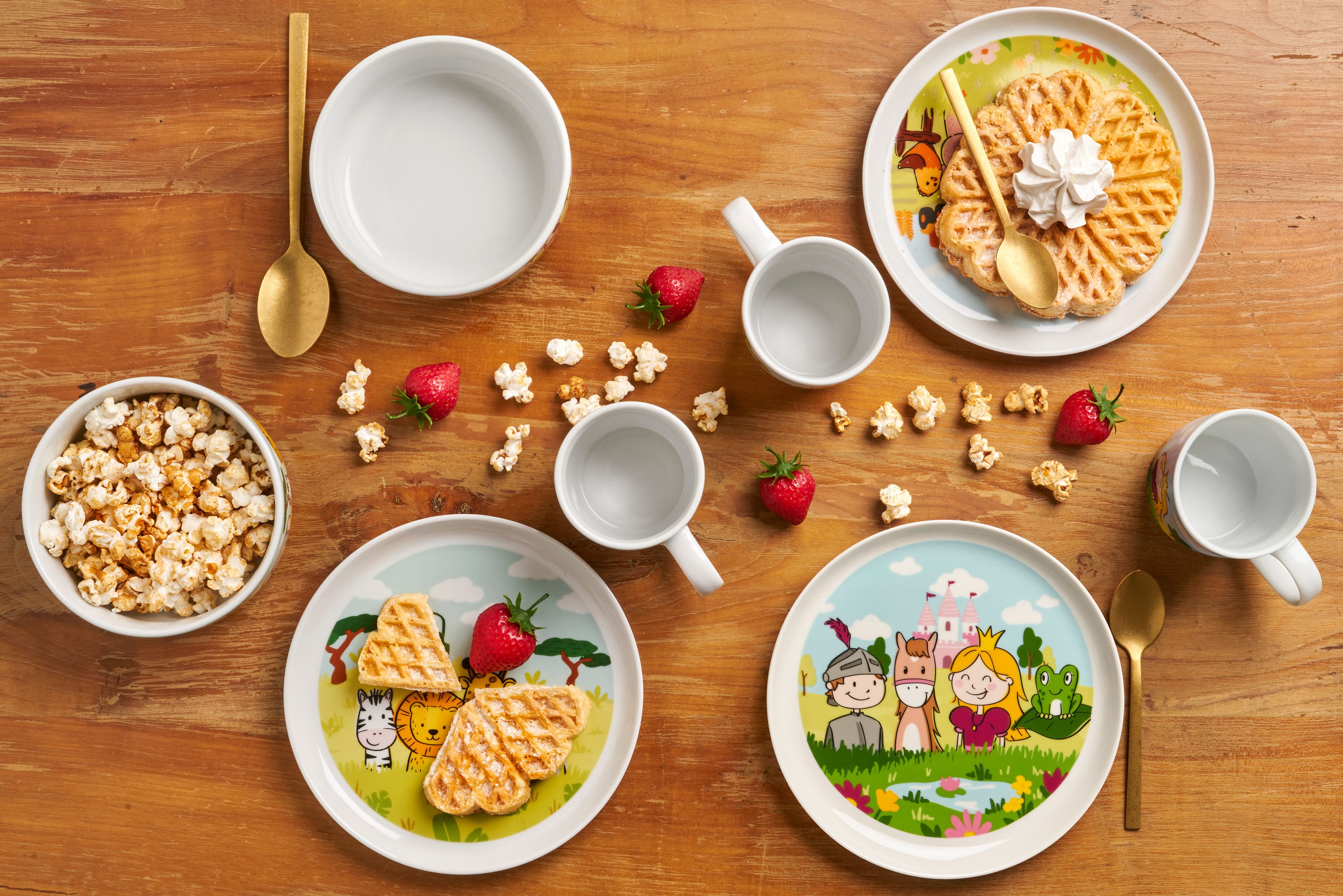 van Well Kinderservies-set Kinderset prinses, 3-delig, servies-set, service met kleurrijke decor, vaatwasmachine- en magnetronbestendig (set, 3-delig)