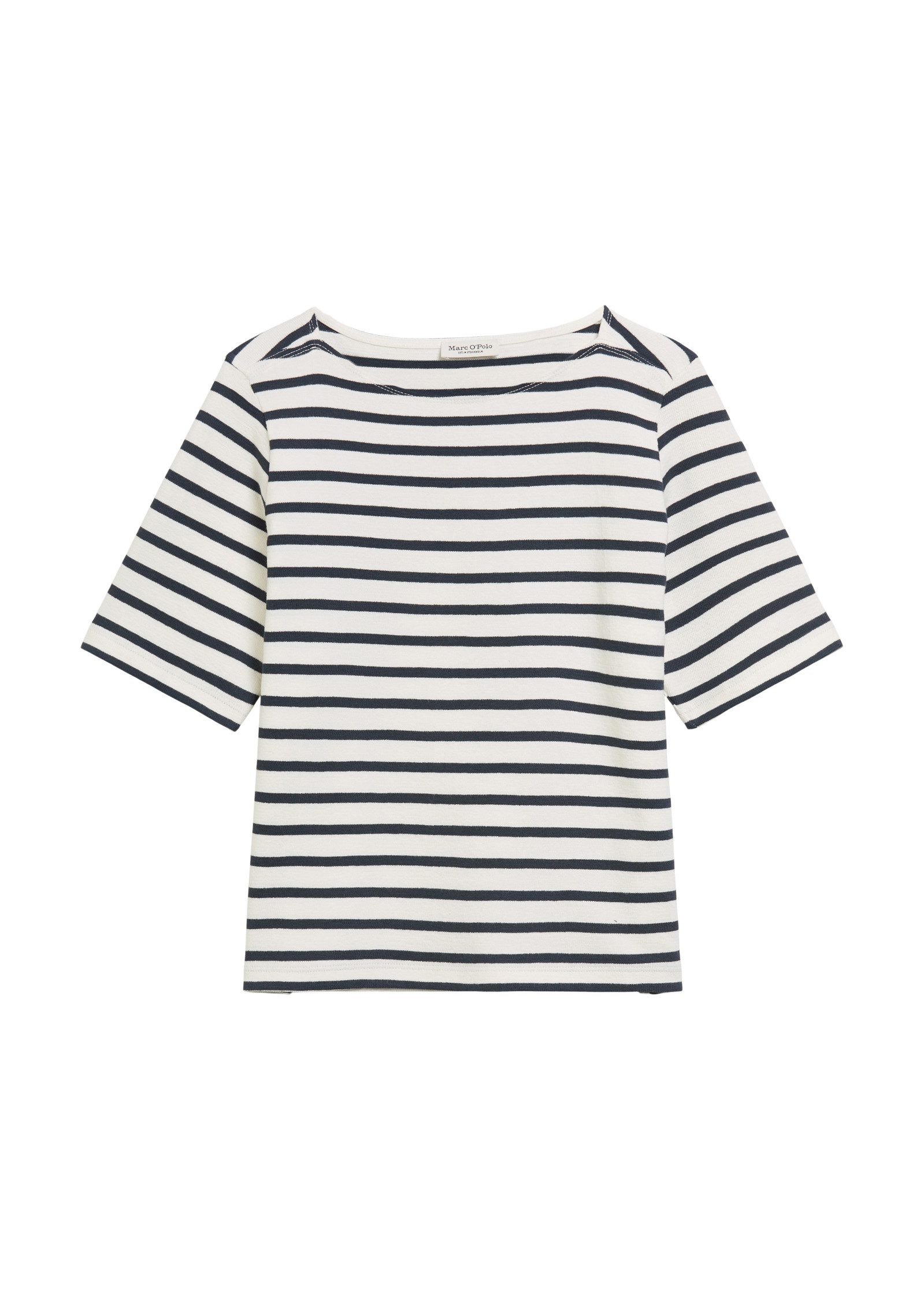 Marc O'Polo T-shirt gestreept, boothals, recht gesneden